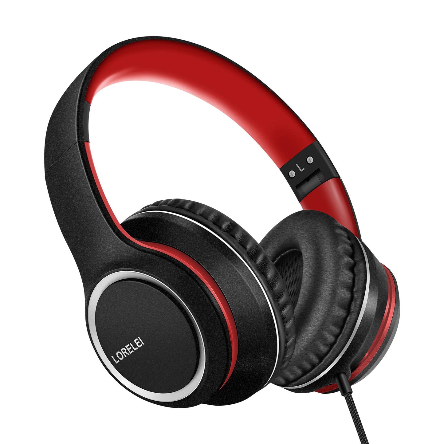 LORELEI X8 Over-Ear Wired Headphones with Microphone with 1.45m-Tangle-Free Nylon Line&3.5mm Plug,Lightweight Foldable & Portable Headphones for Smartphone,Tablet,Computer,Mp3/4(Pearl Pink)