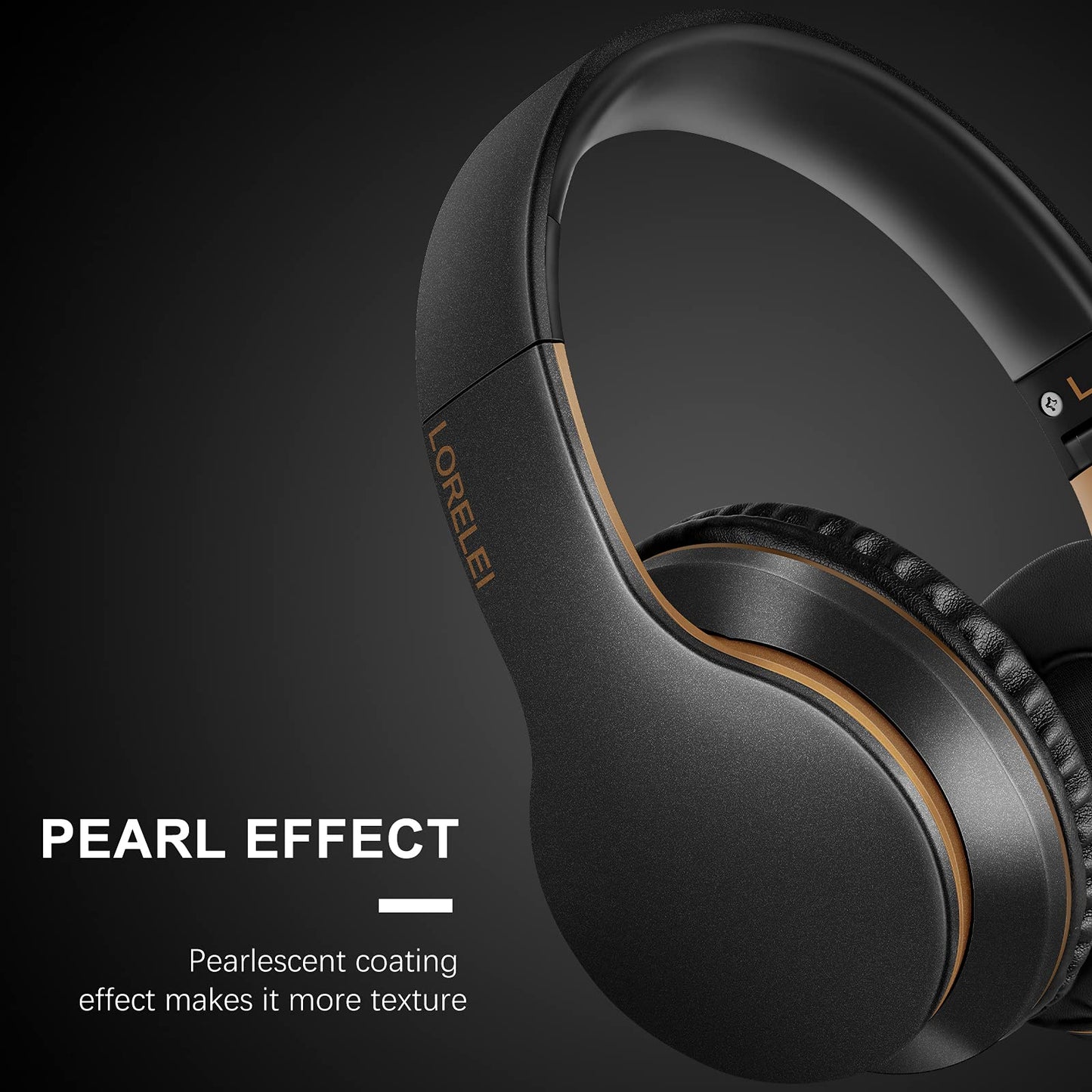 LORELEI X6 Over-Ear Headphones with Microphone, Lightweight Foldable & Portable Stereo Bass Headphones with 1.45M No-Tangle, Wired Headphones for Smartphone Tablet MP3 / 4 (Space Black)