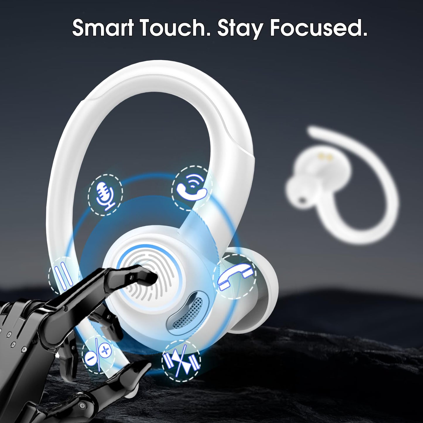 2026 Wireless Earbuds Bluetooth 5.3 Headphones Sports, 48H Earphones with ENC Mic, Stereo Deep Bass Bluetooth Earbuds with Secure Earhook, LED Display, IPX7 Waterproof Ear Buds for Running/Gym/Workout