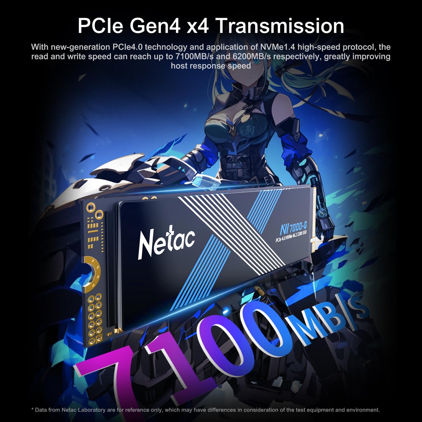 Netac 1TB PCIe Gen4x4 M.2 SSD Up to 7,100 MB/s NVMe Internal Gaming SSD with All-in-one Aluminum Heatspreader High-Performance Storage for Laptop PCs and Desktop, Works with PS5, NV7000-Q