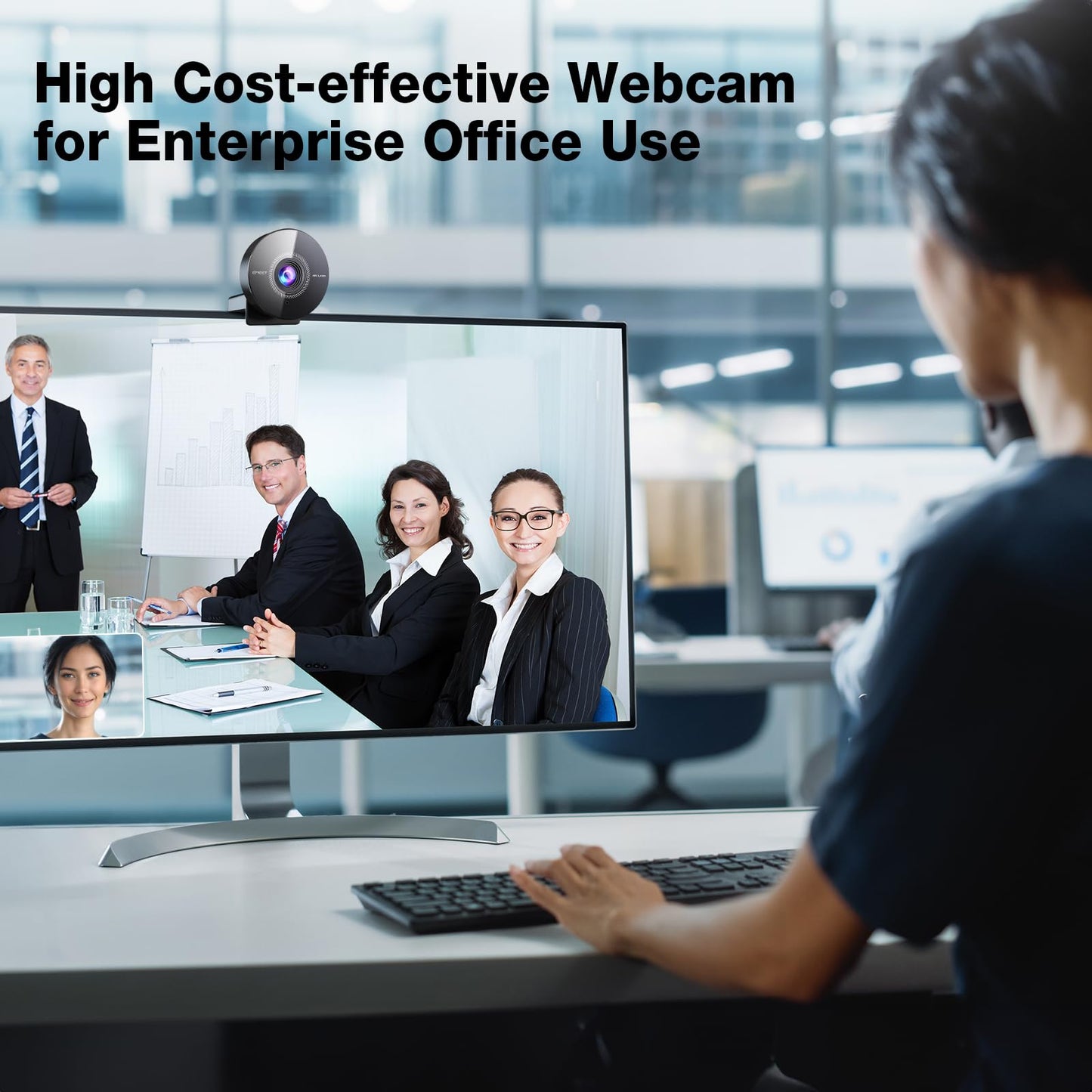 EMEET C955 Webcam for PC, 1080P Webcam with Microphone&Privacy Cover, Auto Light Correction, 70° FOV for Personal Use, Plug&Play Web Cam Protect Data, Perfect for Office Professionals&Remote Workers