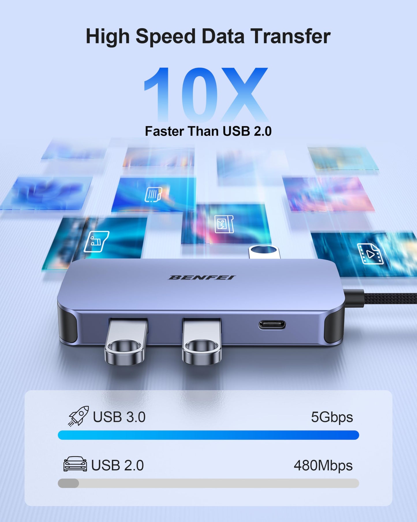 BENFEI USB C Docking Station, 8-in-1 USB C Hub with Triple Display Dual HDMI, VGA, 3*USB 3.0, 100W Power Delivery, 3.5mm AUX Audio Compatible with MacBook Pro, XPS and More