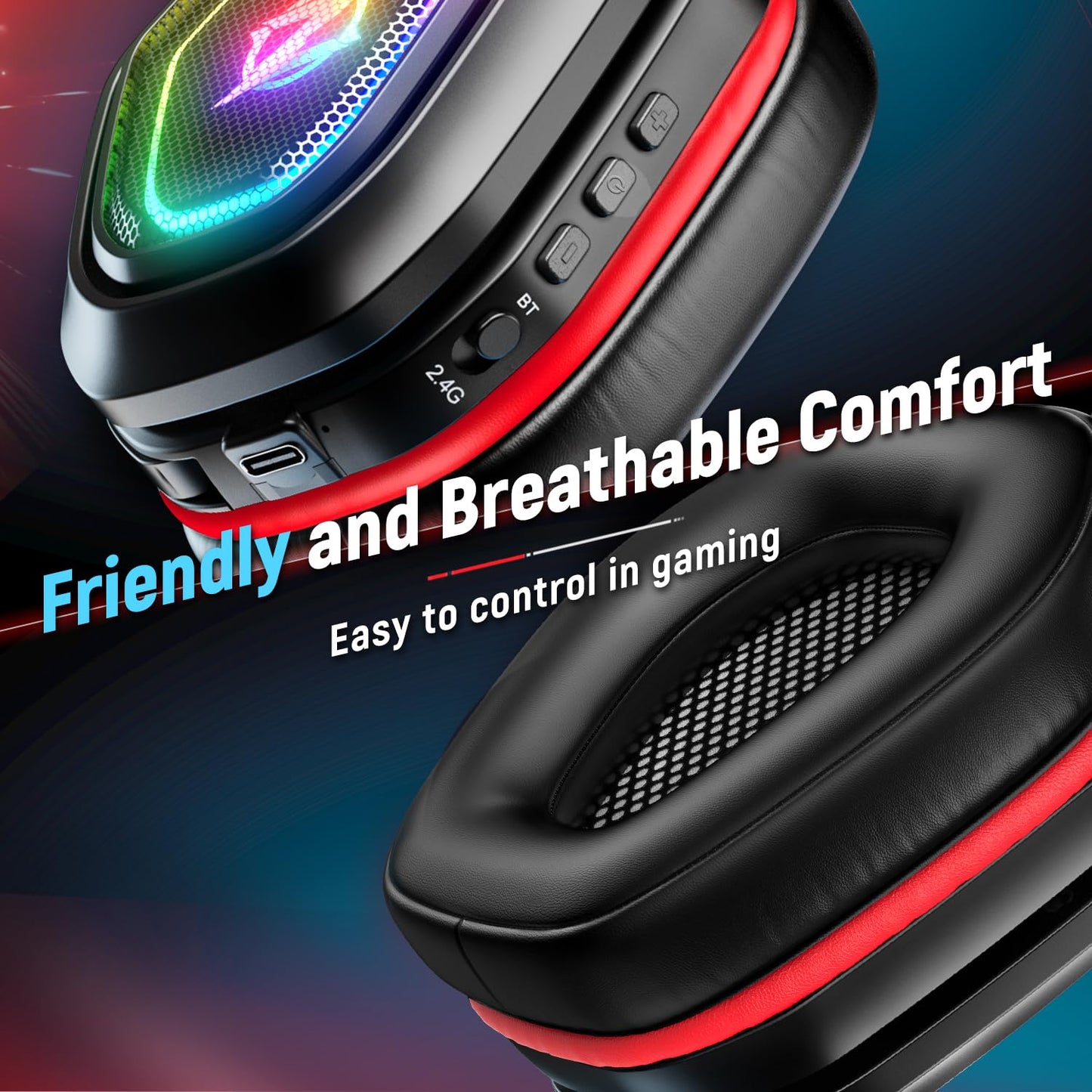 Ozeino Wireless Gaming Headset for Ps5, Ps4, Switch, Ultra Stable 2.4GHz USB & Type-C, Bluetooth 5.3 Gaming Headphones with Flip Mic, 40+Hr Battery Gamer Headset for PC, Laptop, Mobile, Mac(White)