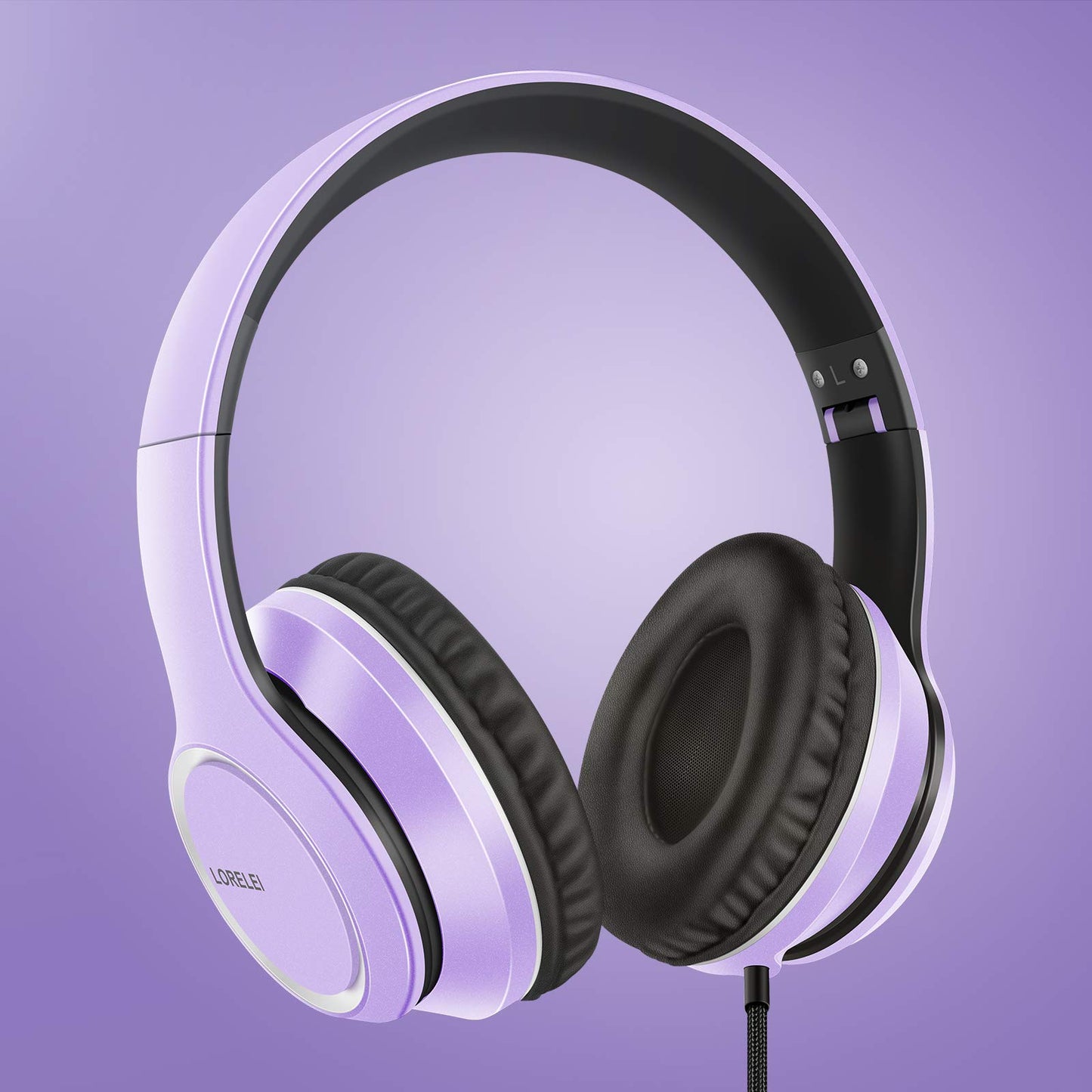 LORELEI X8 Over-Ear Wired Headphones with Microphone with 1.45m-Tangle-Free Nylon Line&3.5mm Plug,Lightweight Foldable & Portable Headphones for Smartphone,Tablet,Computer,Mp3/4(Pearl Pink)