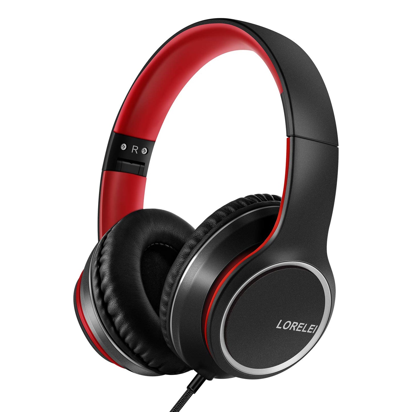 LORELEI X8 Over-Ear Wired Headphones with Microphone with 1.45m-Tangle-Free Nylon Line&3.5mm Plug,Lightweight Foldable & Portable Headphones for Smartphone,Tablet,Computer,Mp3/4(Pearl Pink)