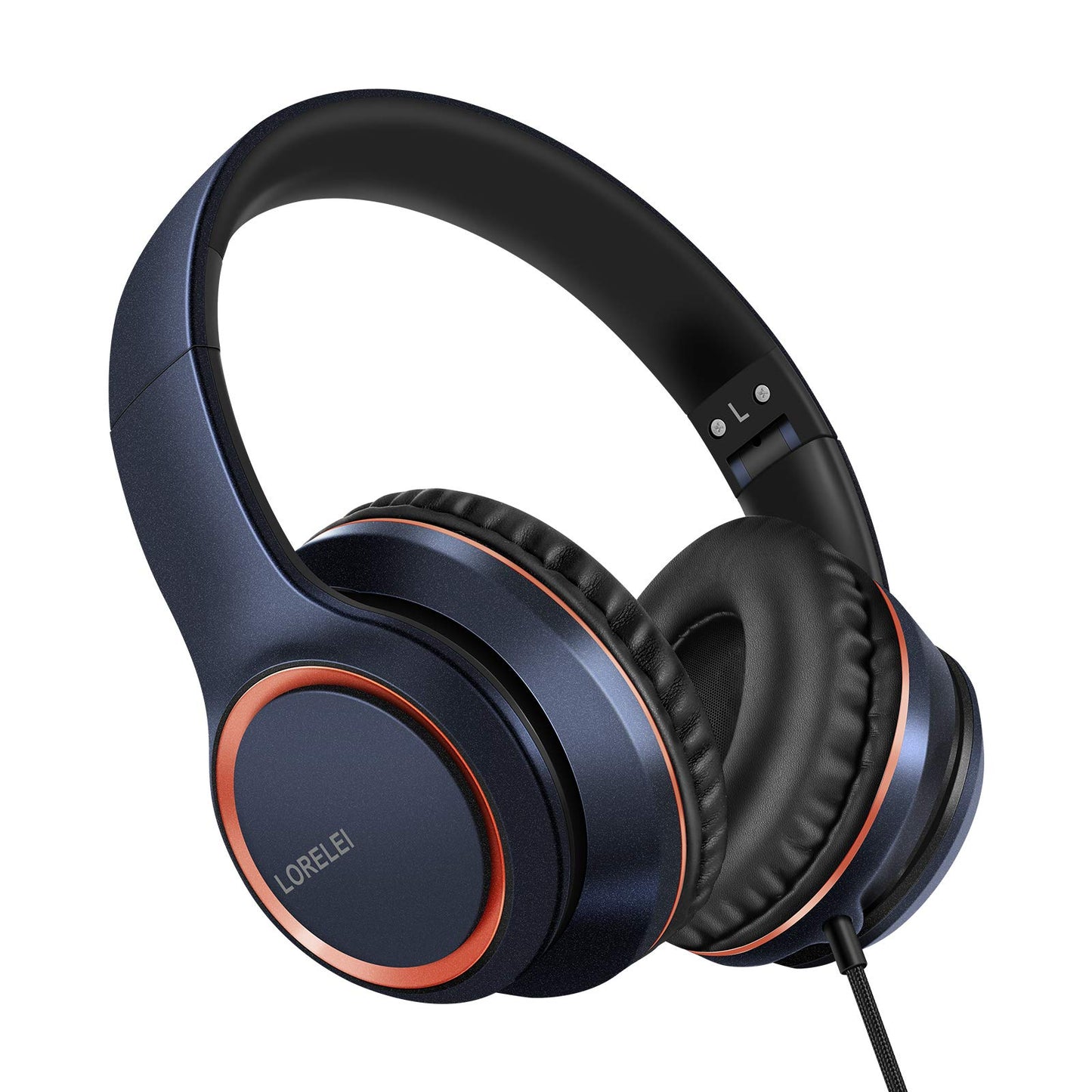 LORELEI X8 Over-Ear Wired Headphones with Microphone with 1.45m-Tangle-Free Nylon Line&3.5mm Plug,Lightweight Foldable & Portable Headphones for Smartphone,Tablet,Computer,Mp3/4(Pearl Pink)