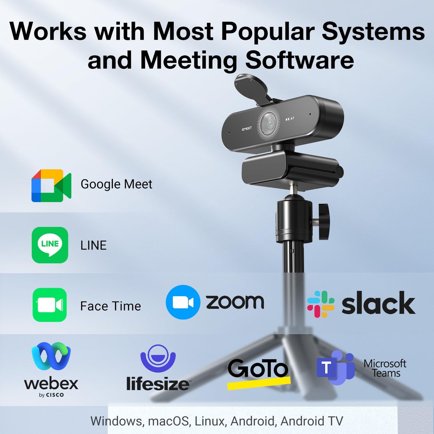 EMEET NOVA 4K Webcam for PC - Ultra 4K HD, PDAF Autofocus, Dual Noise-Cancelling Mics, 73° FOV, Auto Light Correction, USB Plug&Play, Privacy Cover, Ideal for High-End Business Meetings&Live Streaming