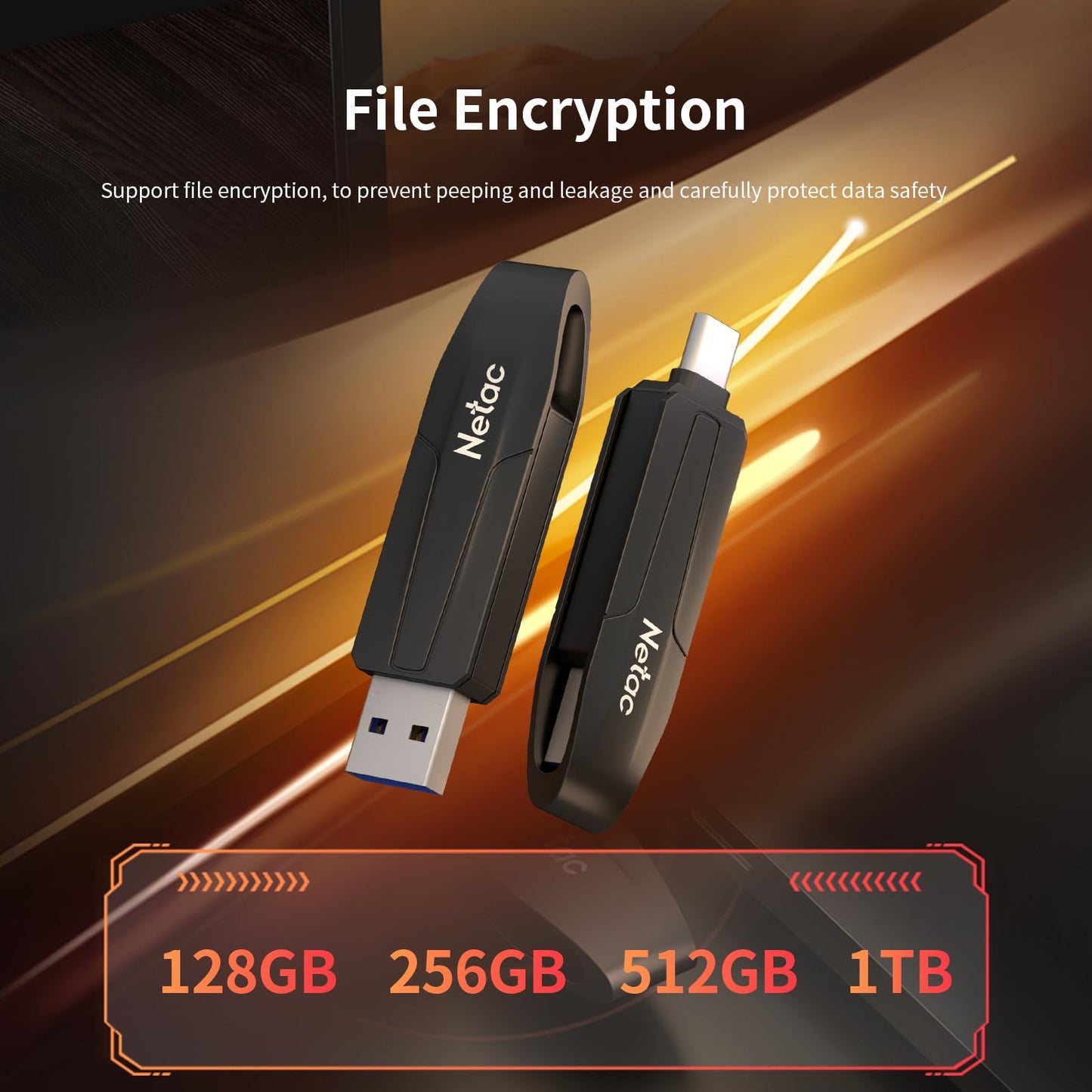 Netac 512GB Portable External USB Solid State Drive Type-c and USB 3.2 Dual Interface, up to 550MB/s for Data Storage, Expansion of Storage for Photos/Videos/Music/Files, US8
