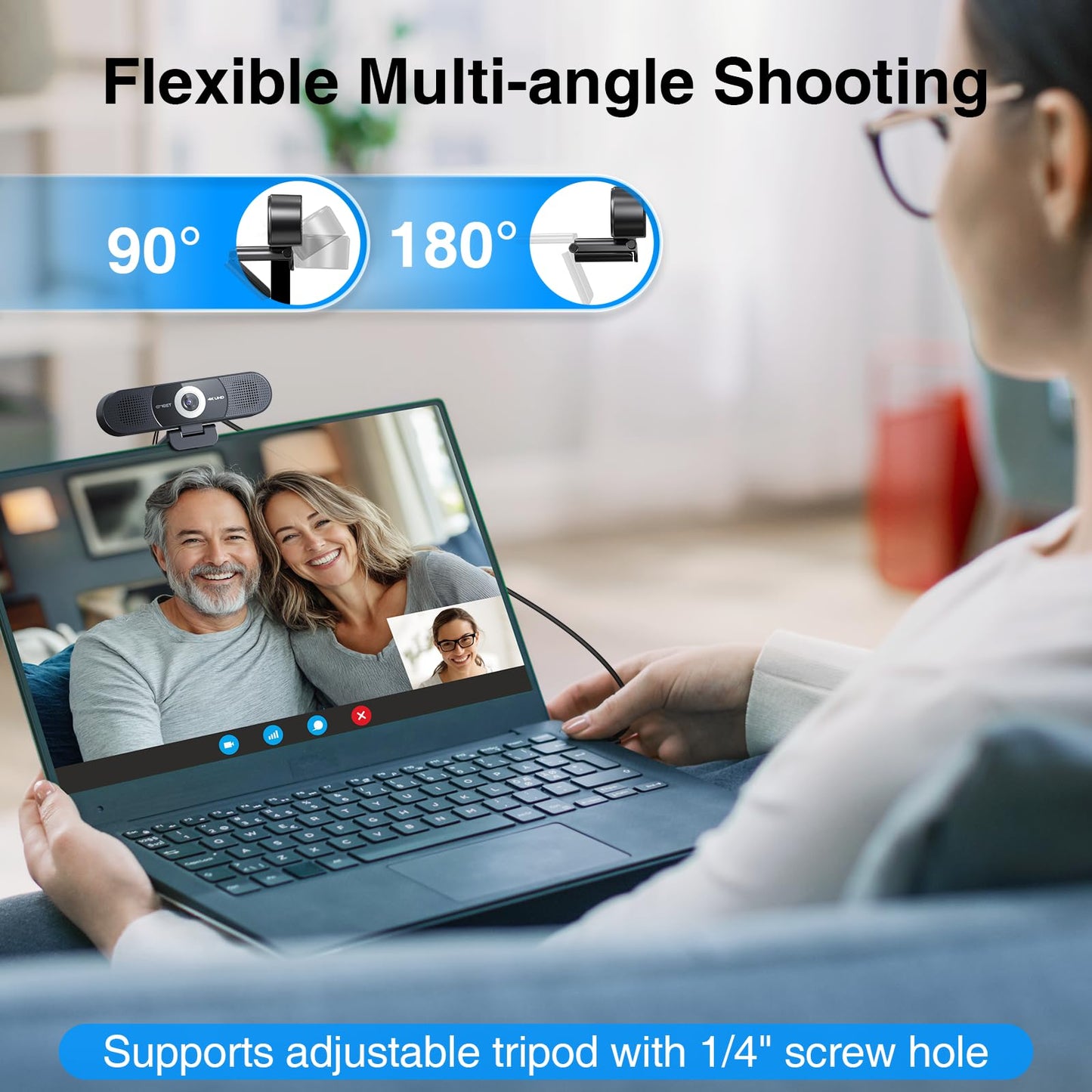 EMEET 1080P Webcam with Microphone, C960 Web Camera, 2 Mics Streaming Webcam, 90°FOV Computer Camera, Plug and Play USB Web Cam for Online Calling/Conferencing, Zoom/Teams/Facetime/YouTube, Laptop/PC