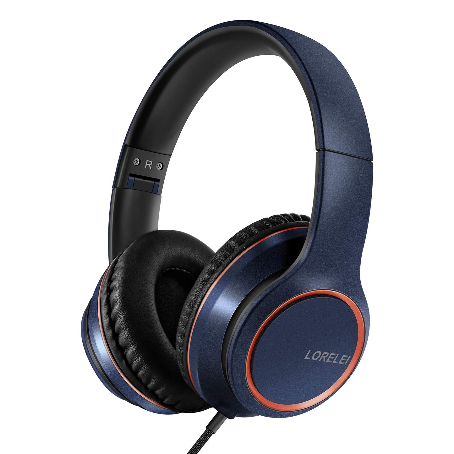 LORELEI X8 Over-Ear Wired Headphones with Microphone with 1.45m-Tangle-Free Nylon Line&3.5mm Plug,Lightweight Foldable & Portable Headphones for Smartphone,Tablet,Computer,Mp3/4(Pearl Pink)