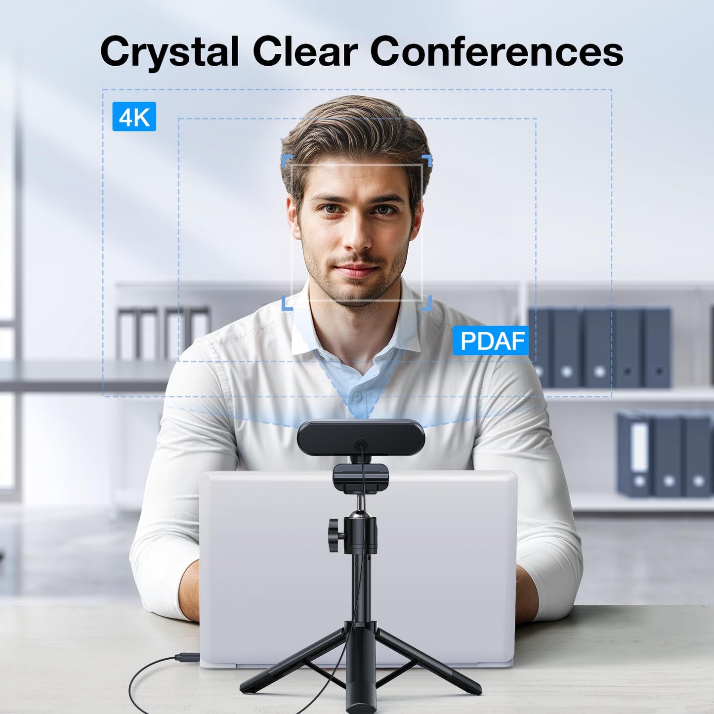 EMEET NOVA 4K Webcam for PC - Ultra 4K HD, PDAF Autofocus, Dual Noise-Cancelling Mics, 73° FOV, Auto Light Correction, USB Plug&Play, Privacy Cover, Ideal for High-End Business Meetings&Live Streaming
