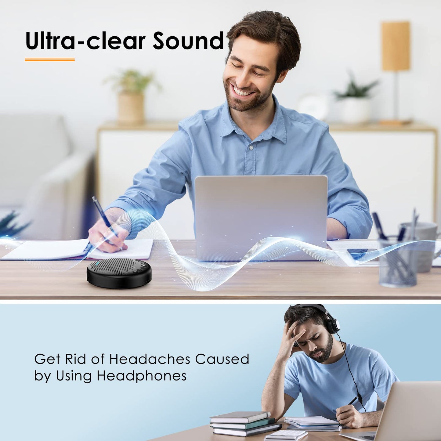 EMEET Conference Speaker and Microphone w/8+1 Mics, 360° Voice Pickup, Noise Reduce, Bluetooth/USB/Dongle Speakerphone for 14 People w/Daisy Chain for 25, Compatible w/Leading Platforms, 2024 Version