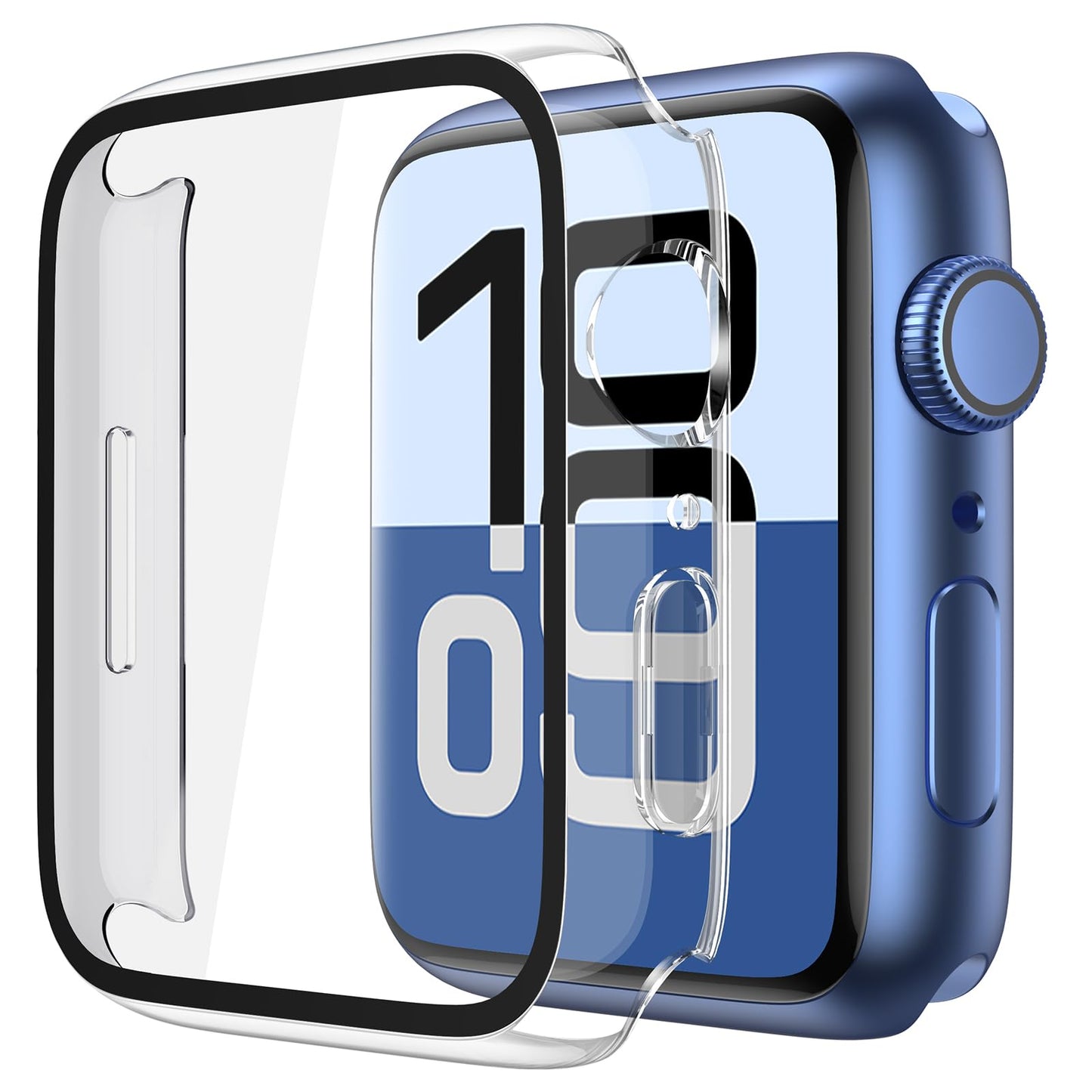 2Pack Black Hard Case (Apple Watch SE 2 (2024) SE Series 6 Series 5 Series 4)with HD Tempered Glass Screen Protector