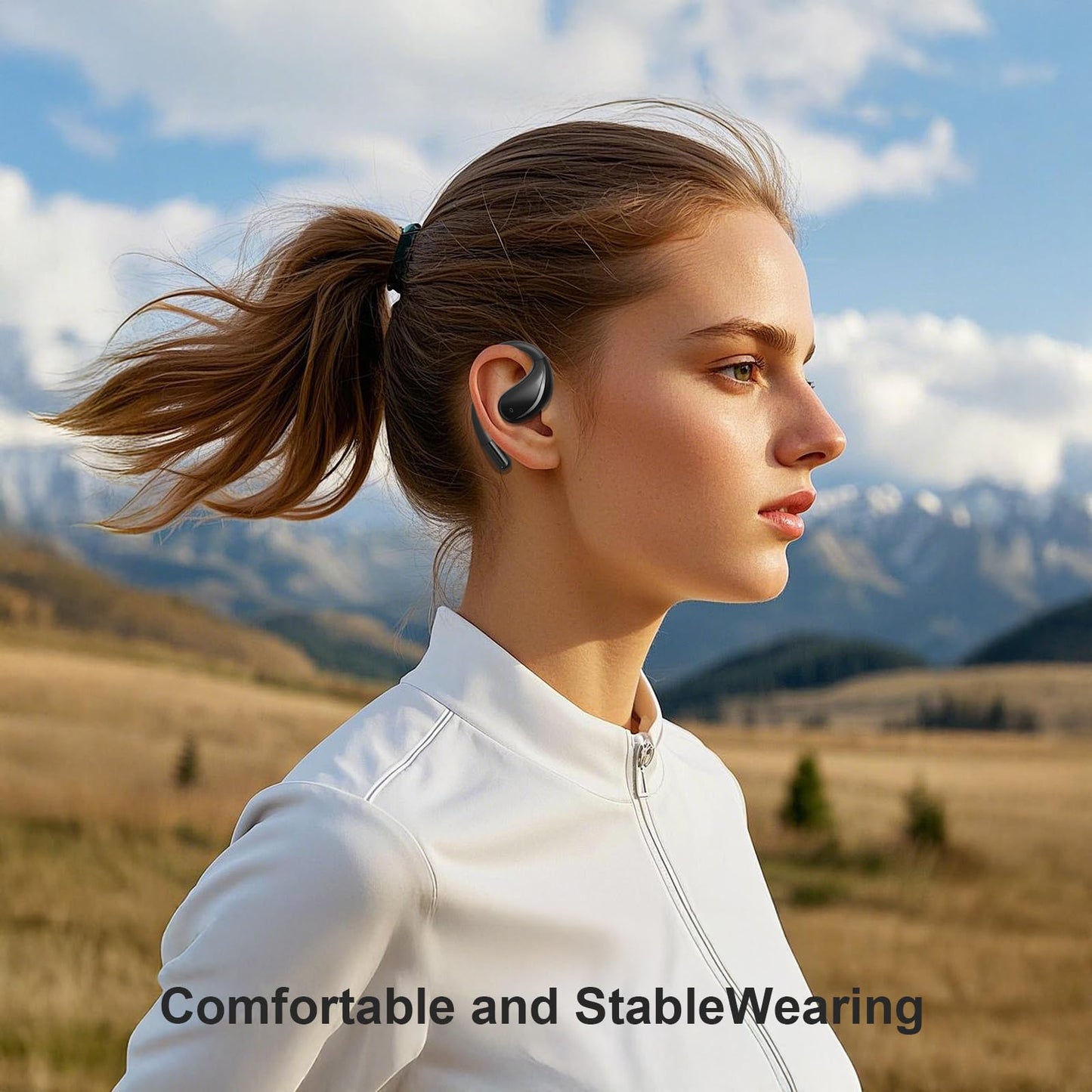 AI Translation Earbuds Real Time,Open Ear Wireless Earbuds, Sports Bluetooth Headphones 60Hrs Playtime LED Power Display, Office IPX7 Waterproof Earphones for Running Sports with iOS and Android