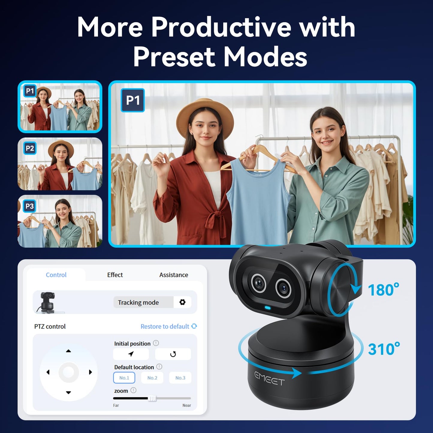 EMEET Piko+ Webcam 4K, World’s 1st Dual-Camera AI-Powered 4K Camera, 1/2.55'' Sony Sensor, 3 Mics&3 Sound Modes, Panda Magnetic Privacy Cover, USB C-C&C-A, Ideal for Livestreamers and Content Creators