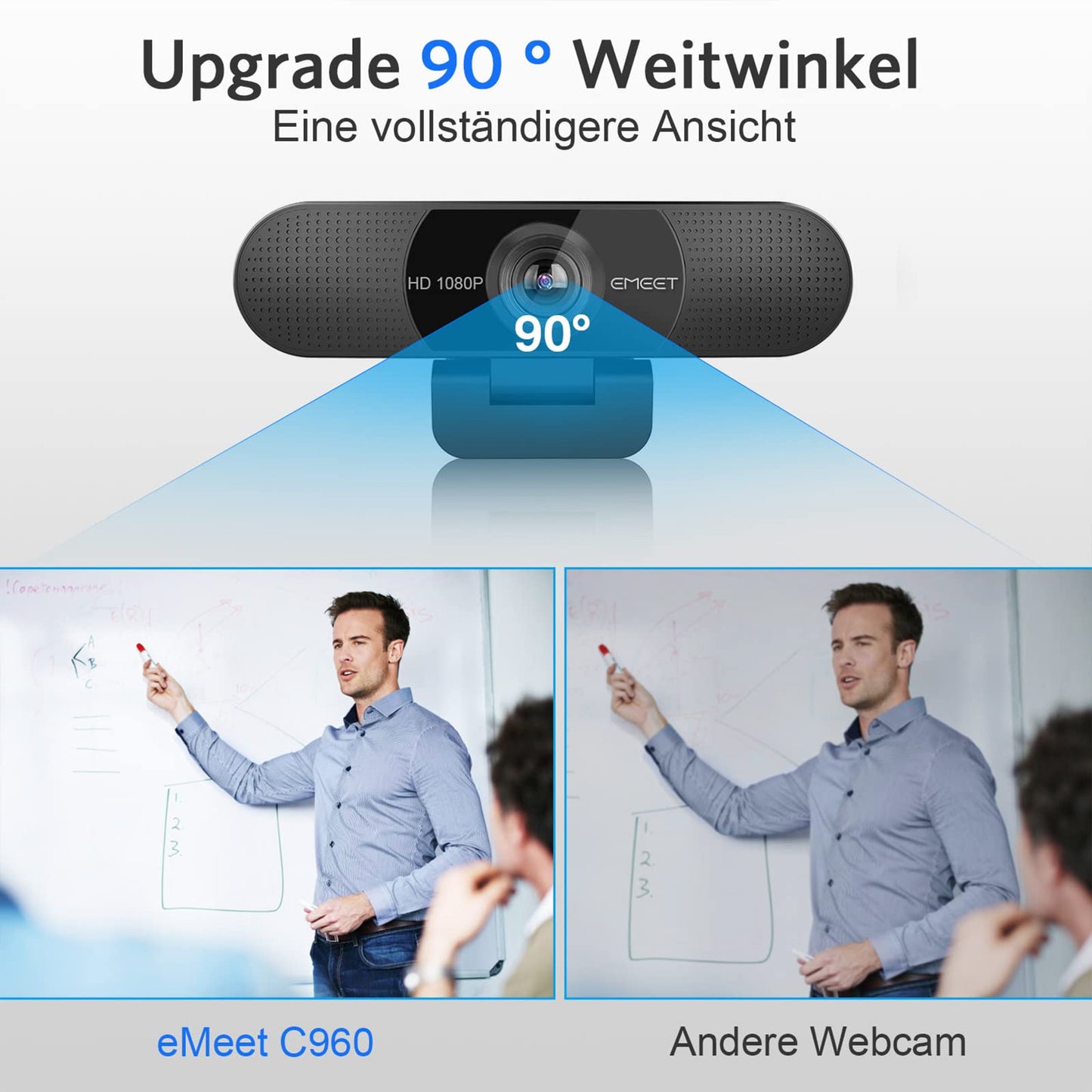 EMEET C960 4K Webcam for PC, PDAF Autofocus, Dual AI Noise-Canceling Mics, 73° FOV, Auto Light Adjustment, UHD Sensor, Plug-and-Play, Privacy Webcam Cover, Compatible with Zoom/Teams/YouTube