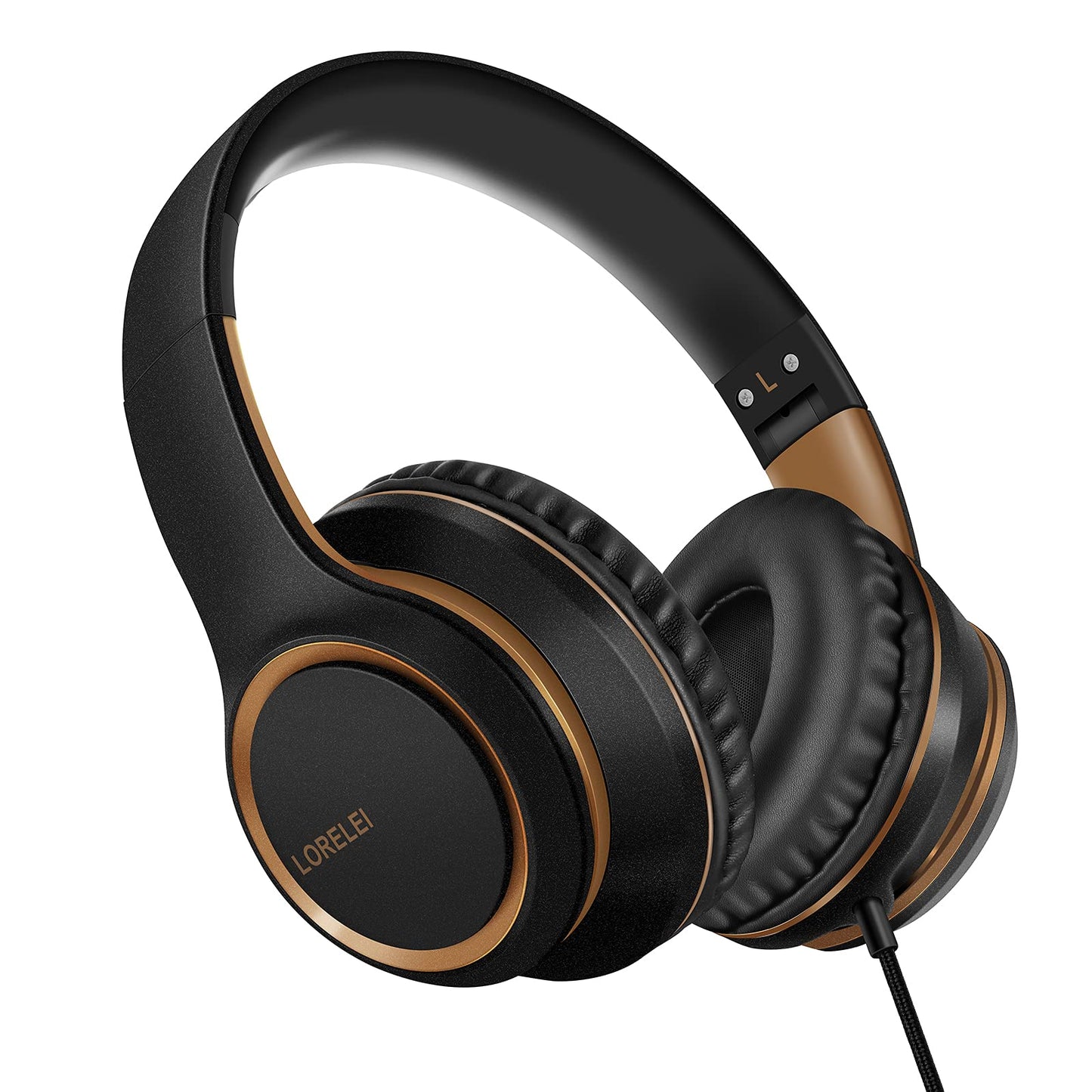 LORELEI X8 Over-Ear Wired Headphones with Microphone with 1.45m-Tangle-Free Nylon Line&3.5mm Plug,Lightweight Foldable & Portable Headphones for Smartphone,Tablet,Computer,Mp3/4(Pearl Pink)