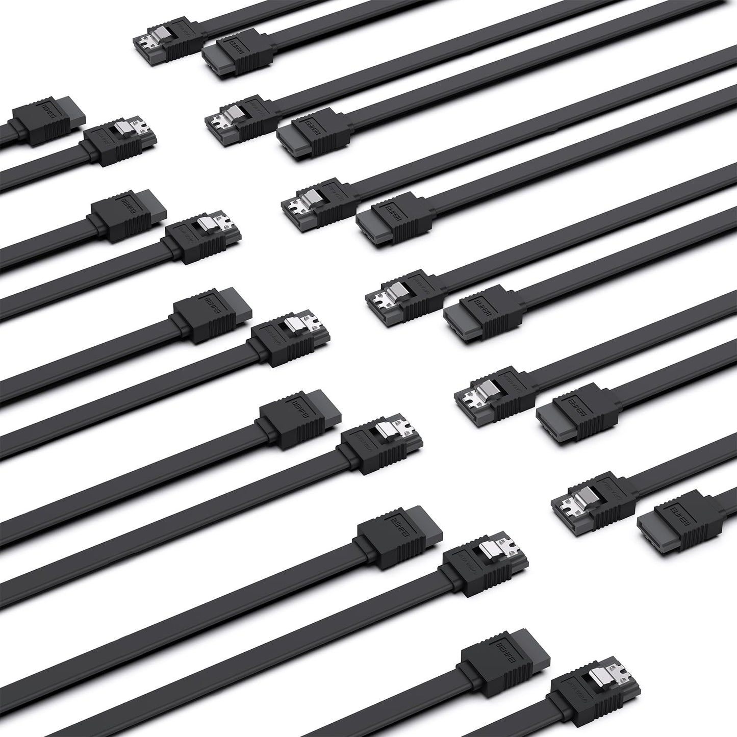 SATA Cable III, Benfei 3 Pack SATA Cable III 6Gbps Straight HDD SDD Data Cable with Locking Latch 18 Inch for SATA HDD, SSD, CD Driver, CD Writer - Black