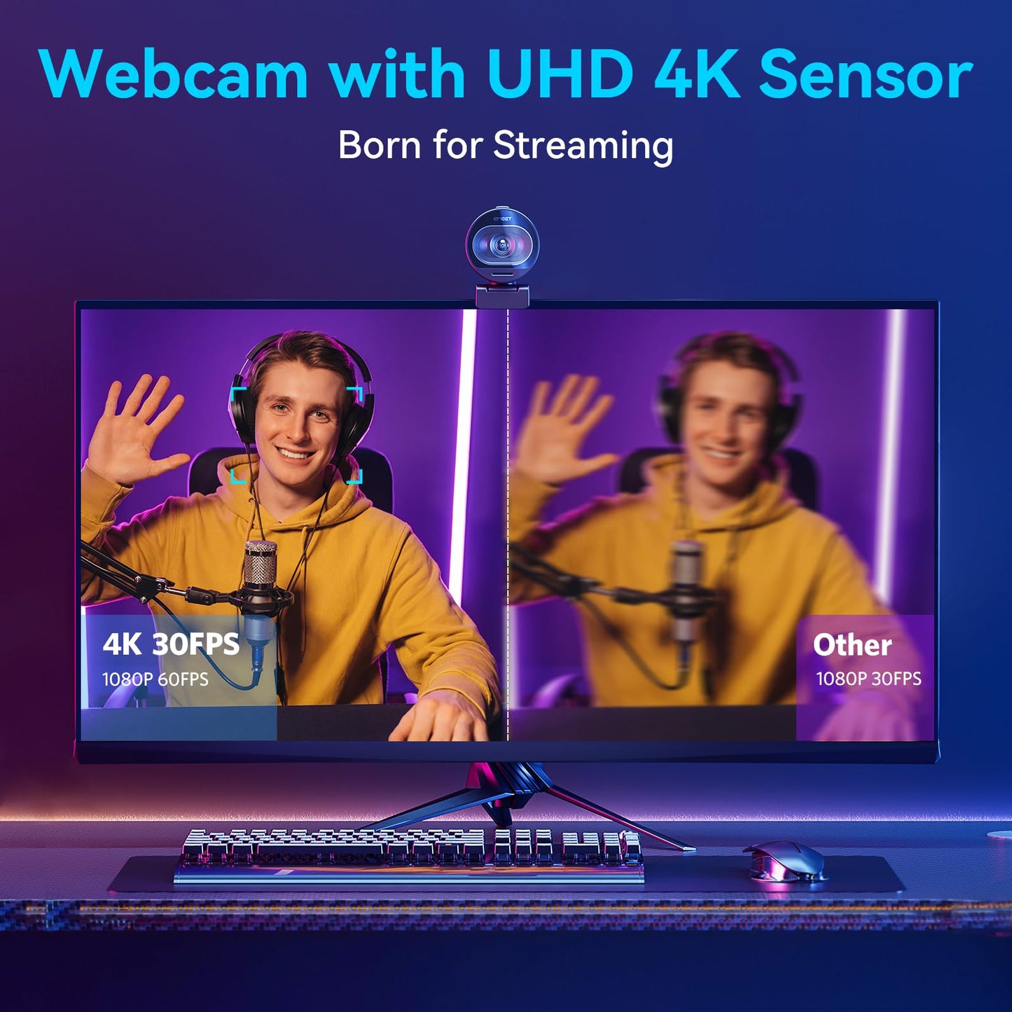 EMEET 1080P Webcam with Microphone, C960 Web Camera, 2 Mics Streaming Webcam, 90°FOV Computer Camera, Plug and Play USB Web Cam for Online Calling/Conferencing, Zoom/Teams/Facetime/YouTube, Laptop/PC