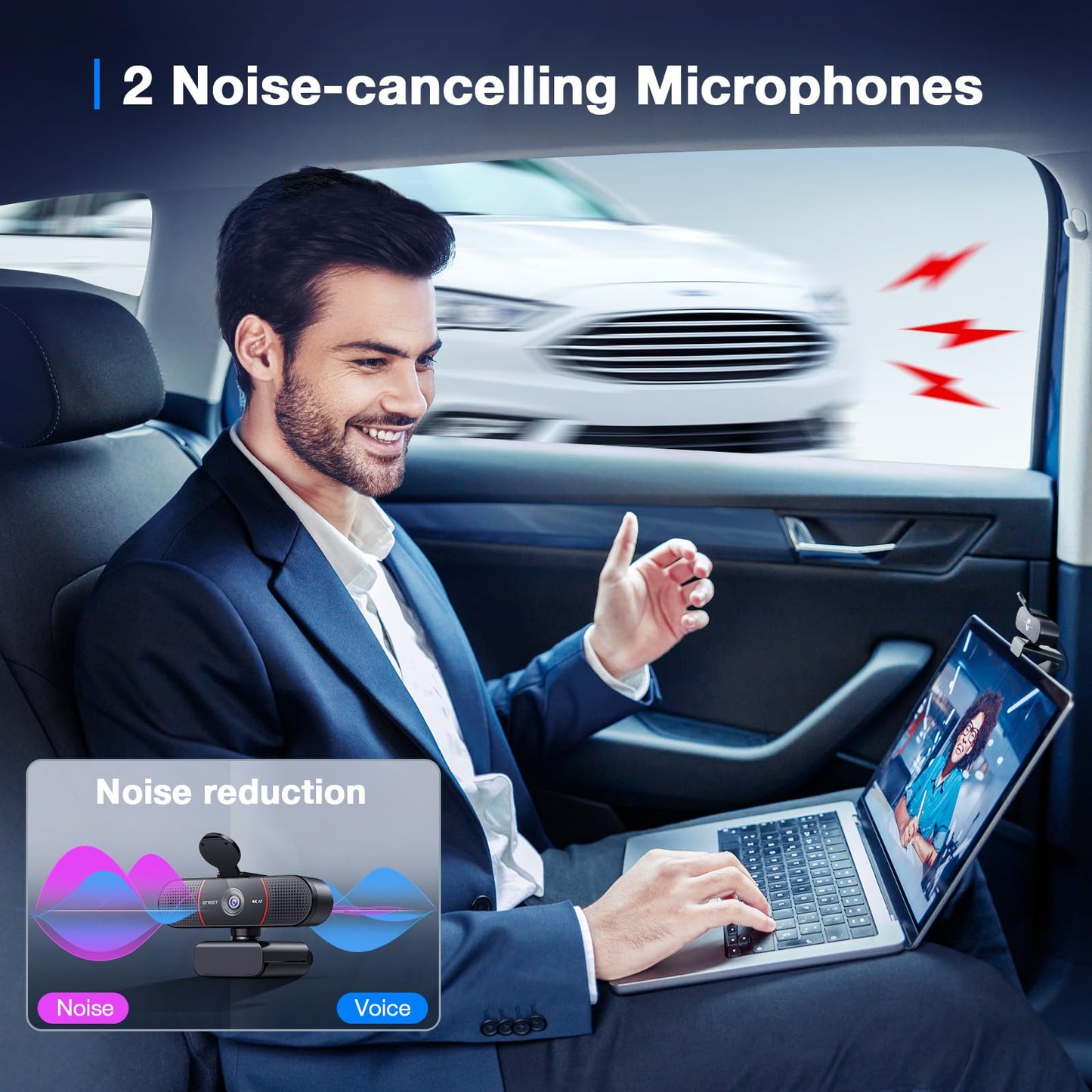 EMEET C960 4K Webcam for PC, PDAF Autofocus, Dual AI Noise-Canceling Mics, 73° FOV, Auto Light Adjustment, UHD Sensor, Plug-and-Play, Privacy Webcam Cover, Compatible with Zoom/Teams/YouTube