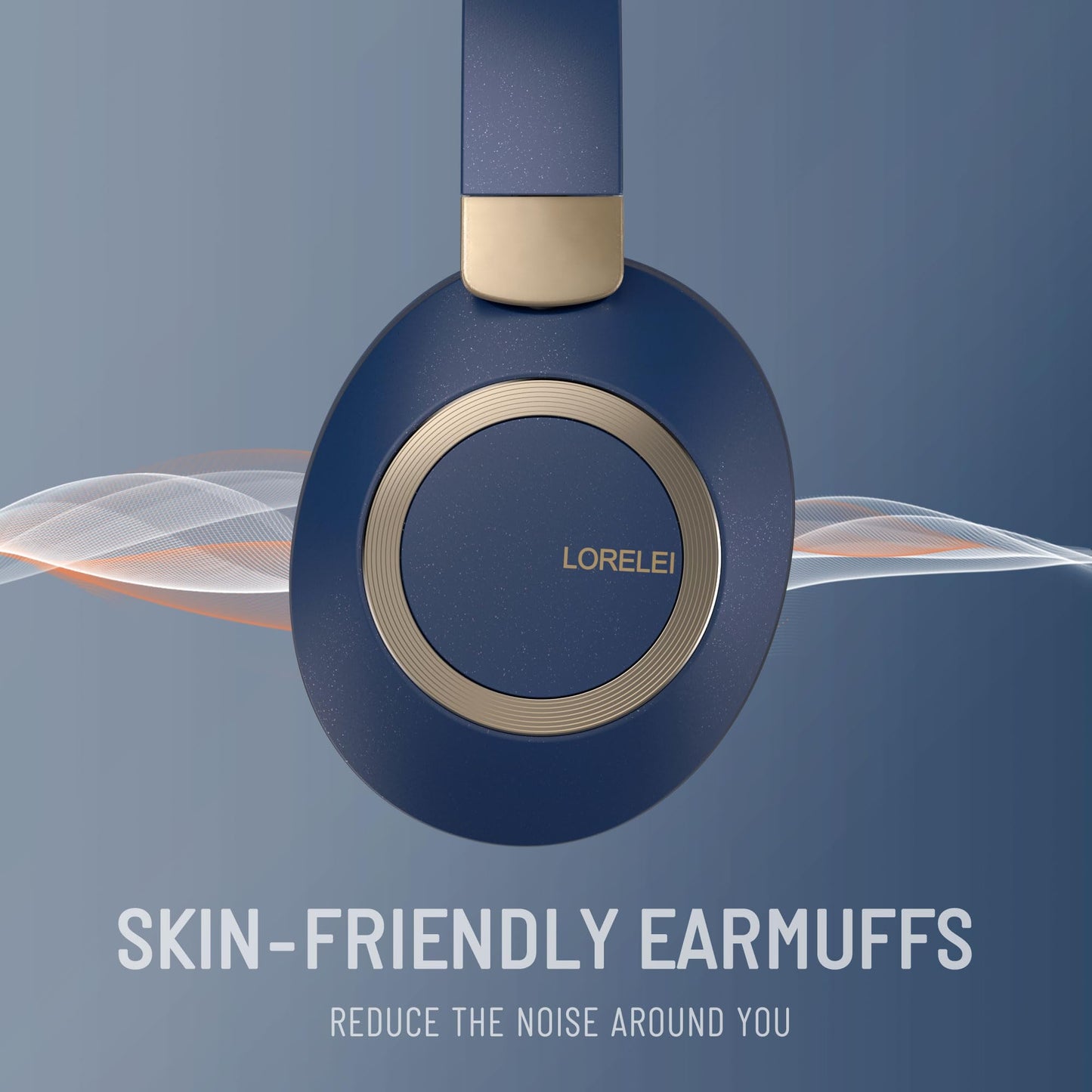 LORELEI B-C6 Wireless Over Ear Headphones, 50H Playtime Foldable Lightweight Bluetooth Headsets, Deep Bass, Built-in Microphone, Memory Foam Earmuff, for Travel, Home Office (Beige White)