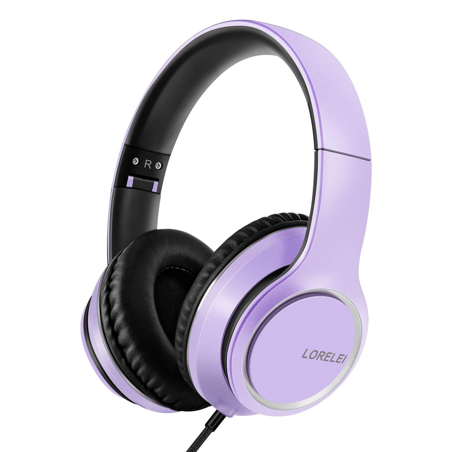 LORELEI X8 Over-Ear Wired Headphones with Microphone with 1.45m-Tangle-Free Nylon Line&3.5mm Plug,Lightweight Foldable & Portable Headphones for Smartphone,Tablet,Computer,Mp3/4(Pearl Pink)