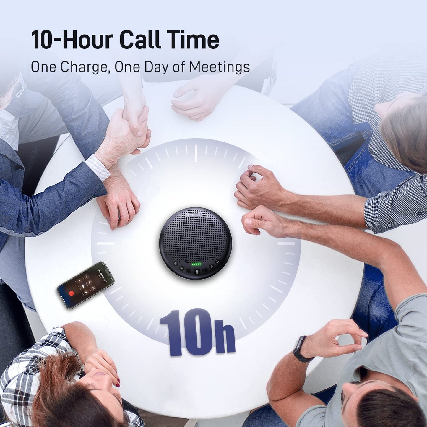 EMEET Conference Speaker and Microphone w/8+1 Mics, 360° Voice Pickup, Noise Reduce, Bluetooth/USB/Dongle Speakerphone for 14 People w/Daisy Chain for 25, Compatible w/Leading Platforms, 2024 Version