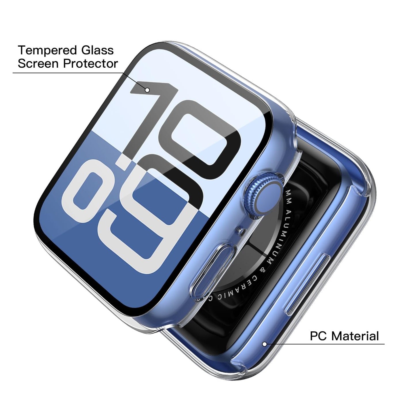 2Pack Black Hard Case (Apple Watch SE 2 (2024) SE Series 6 Series 5 Series 4)with HD Tempered Glass Screen Protector