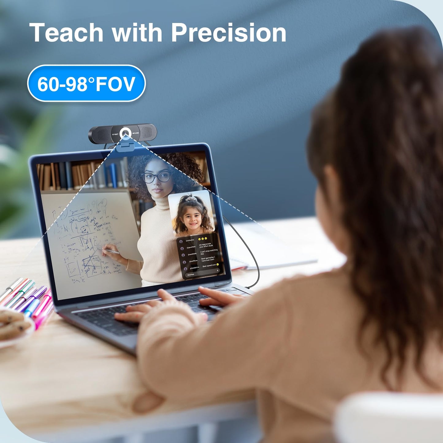 EMEET 1080P Webcam with Microphone, C960 Web Camera, 2 Mics Streaming Webcam, 90°FOV Computer Camera, Plug and Play USB Web Cam for Online Calling/Conferencing, Zoom/Teams/Facetime/YouTube, Laptop/PC