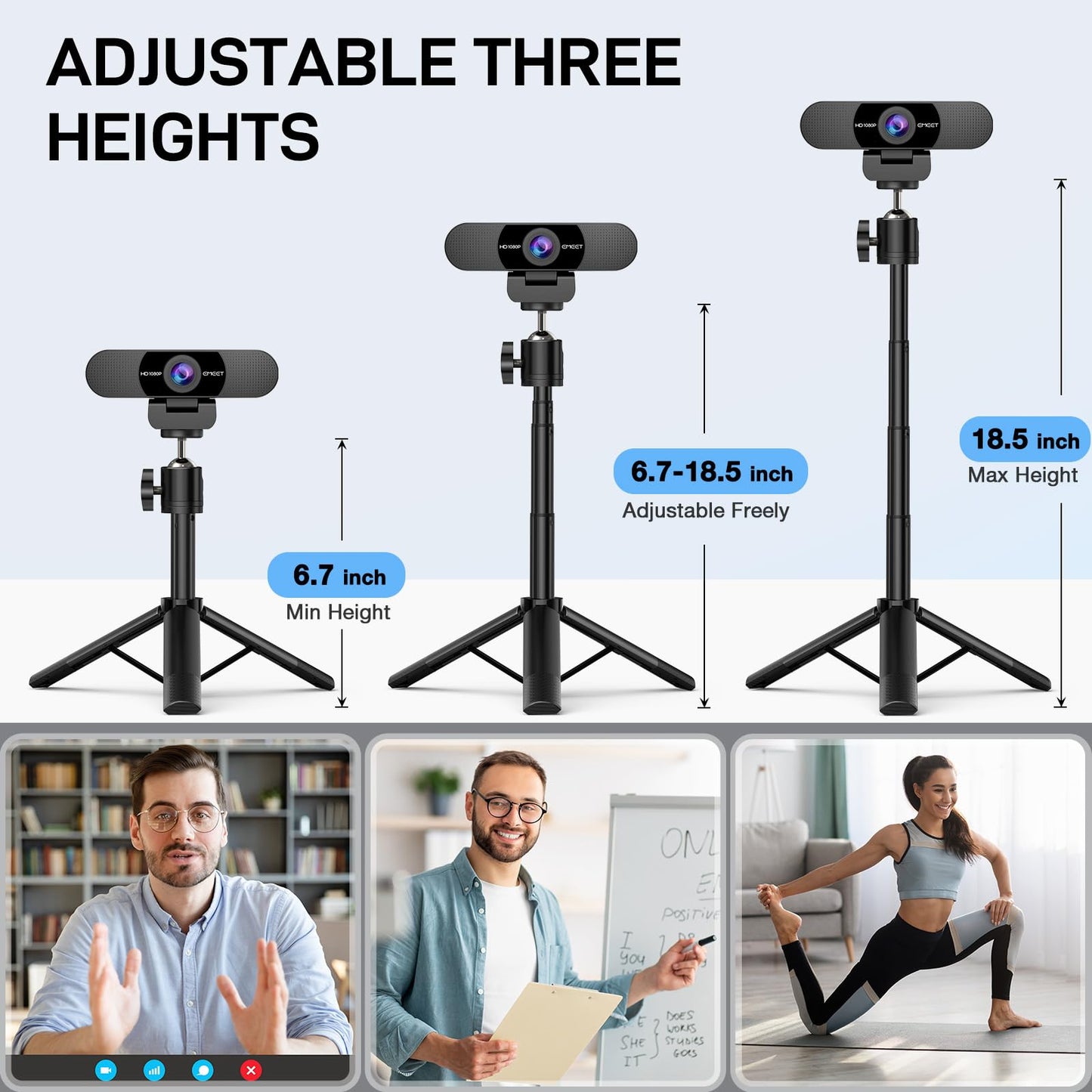 EMEET 1080P Webcam with Microphone, C960 Web Camera, 2 Mics Streaming Webcam, 90°FOV Computer Camera, Plug and Play USB Web Cam for Online Calling/Conferencing, Zoom/Teams/Facetime/YouTube, Laptop/PC