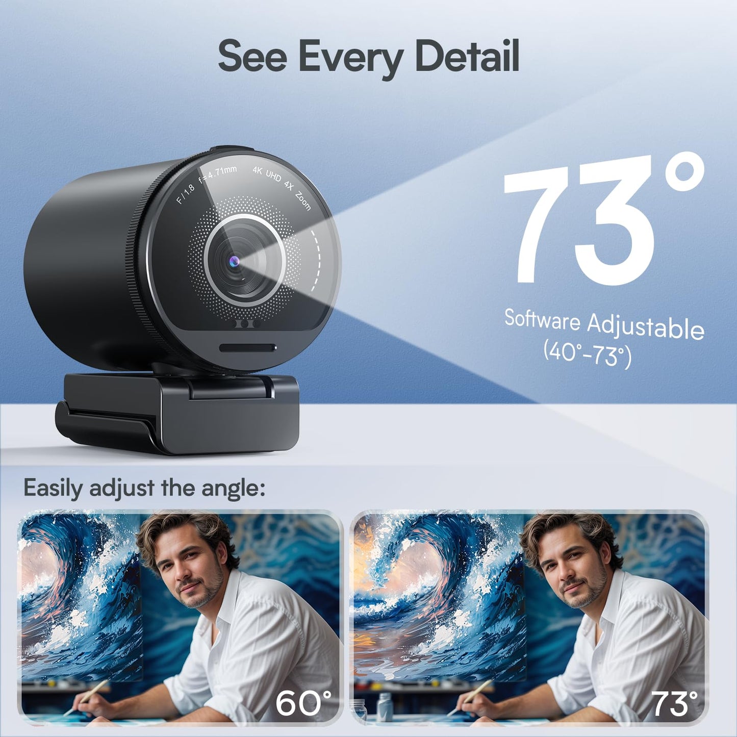 EMEET 1080P Webcam with Microphone, C960 Web Camera, 2 Mics Streaming Webcam, 90°FOV Computer Camera, Plug and Play USB Web Cam for Online Calling/Conferencing, Zoom/Teams/Facetime/YouTube, Laptop/PC