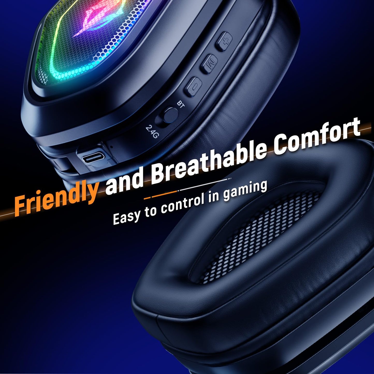 Ozeino Wireless Gaming Headset for Ps5, Ps4, Switch, Ultra Stable 2.4GHz USB & Type-C, Bluetooth 5.3 Gaming Headphones with Flip Mic, 40+Hr Battery Gamer Headset for PC, Laptop, Mobile, Mac(White)