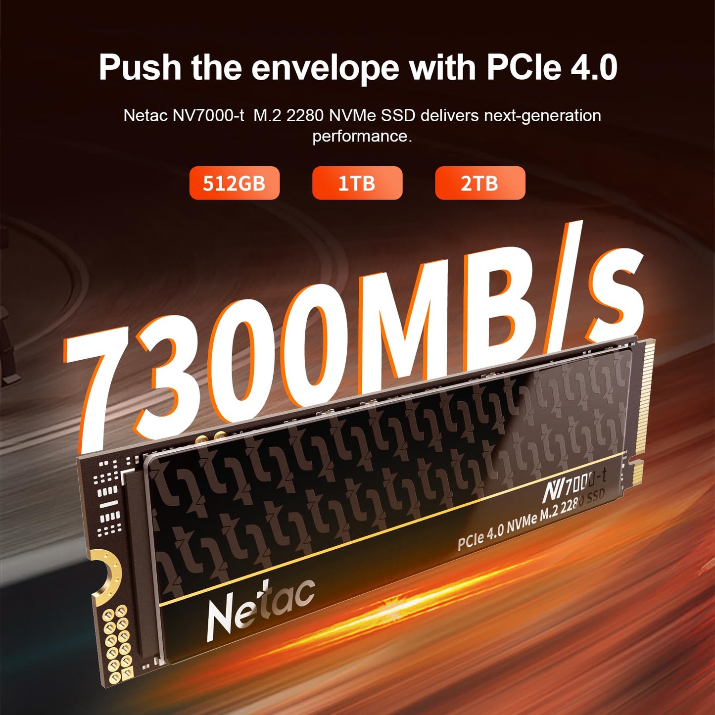 Netac 4TB PCIe Gen4x4 M.2 SSD Up to 7,300 MB/s NVMe Internal Gaming SSD with All-in-one Aluminum Heatspreader High-Performance Storage for Laptop PCs and Desktop, Works with PS5, NV7000-t
