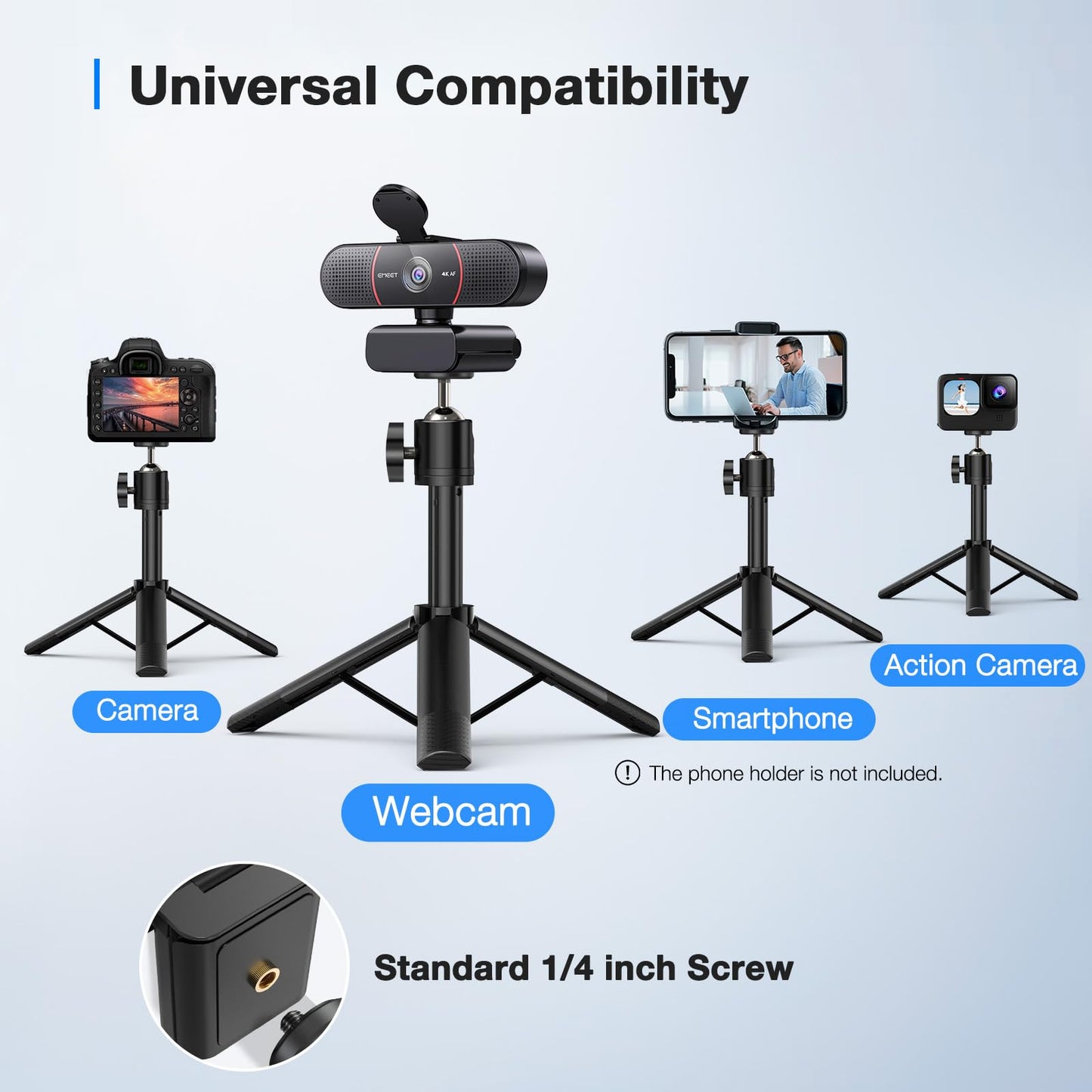EMEET C960 4K Webcam for PC, PDAF Autofocus, Dual AI Noise-Canceling Mics, 73° FOV, Auto Light Adjustment, UHD Sensor, Plug-and-Play, Privacy Webcam Cover, Compatible with Zoom/Teams/YouTube