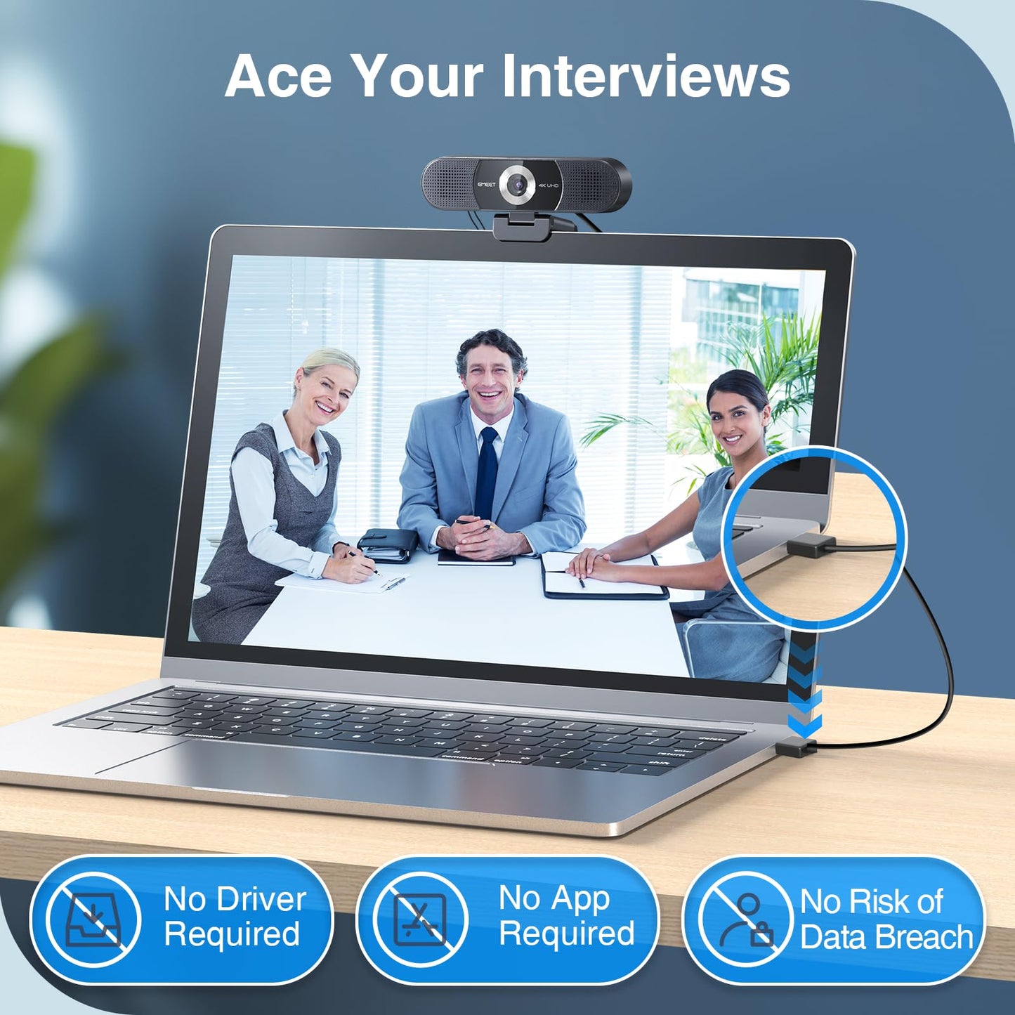 EMEET 1080P Webcam with Microphone, C960 Web Camera, 2 Mics Streaming Webcam, 90°FOV Computer Camera, Plug and Play USB Web Cam for Online Calling/Conferencing, Zoom/Teams/Facetime/YouTube, Laptop/PC