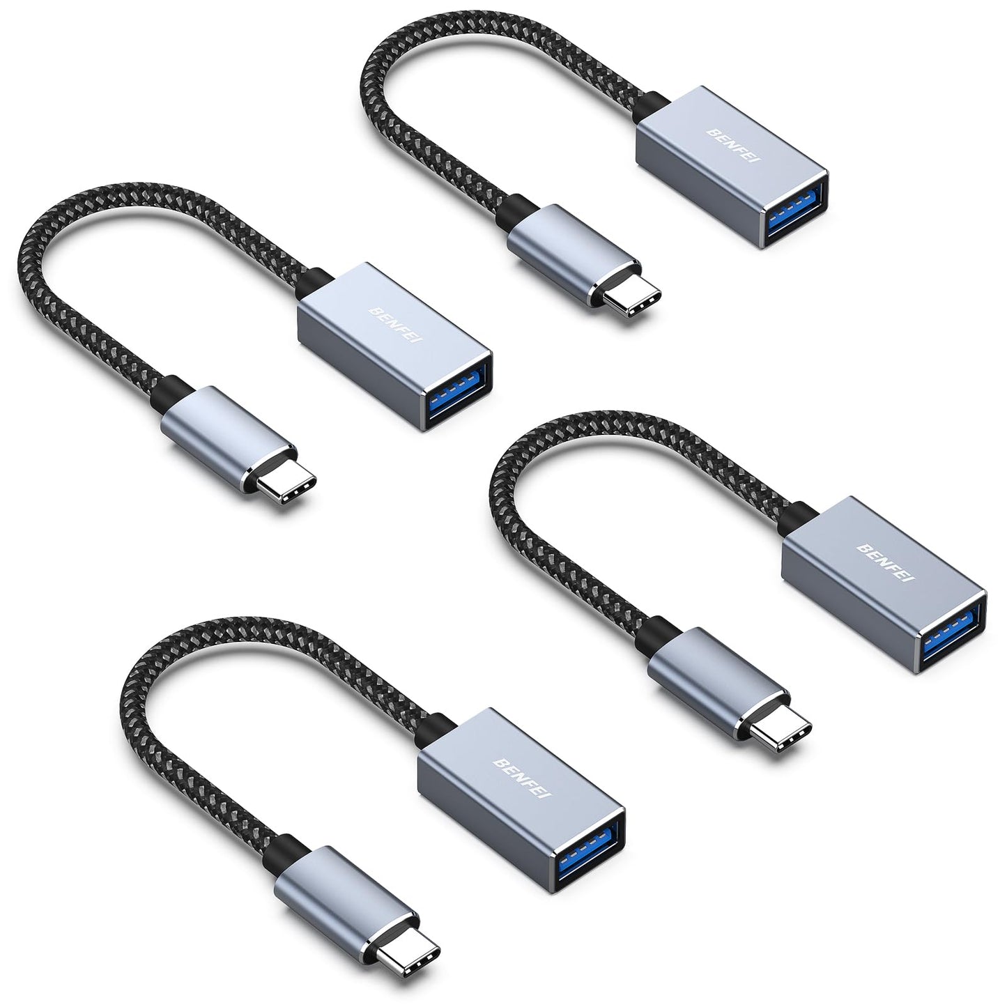 BENFEI USB C to USB 3.0 Adapter, 2 Pack USB C to A Male to Female Adapter Compatible with iPhone 15 Pro/Max, MacBook Pro/Air 2023, iMac, S23, XPS 17