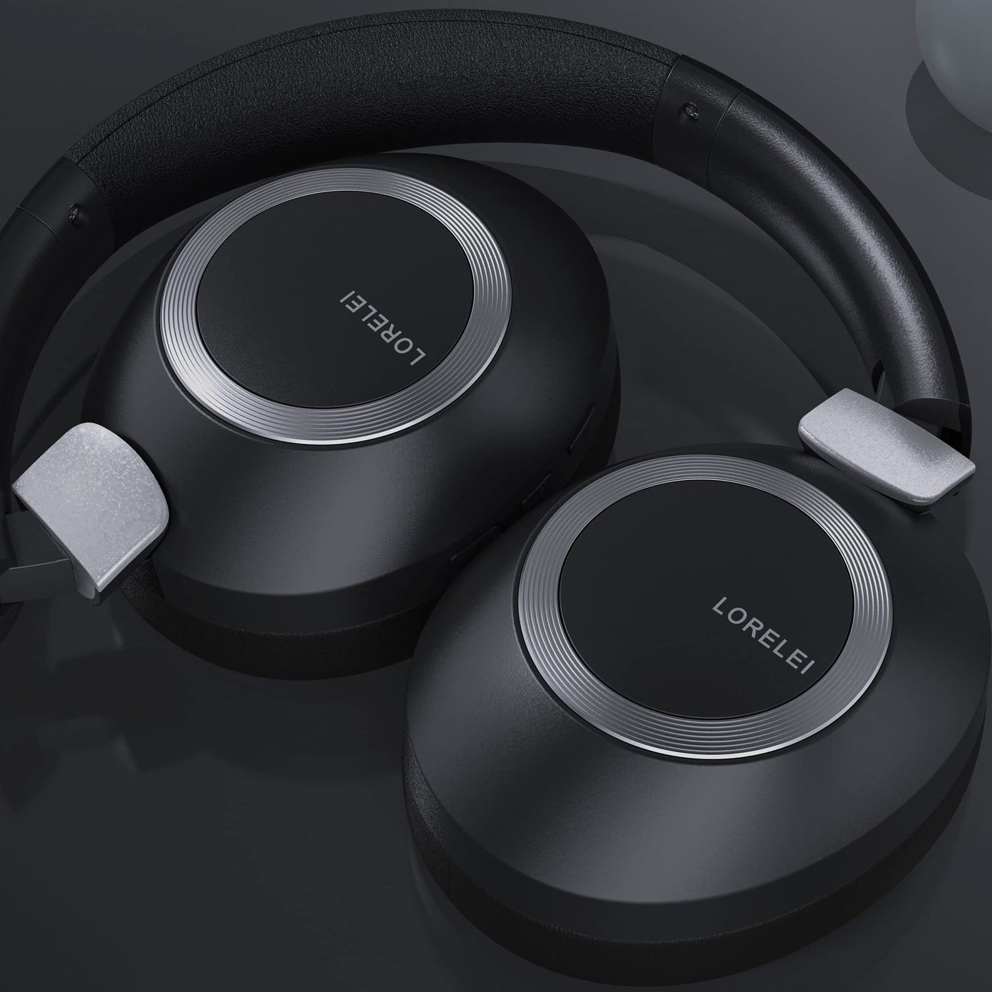 LORELEI B-C6 Wireless Over Ear Headphones, 50H Playtime Foldable Lightweight Bluetooth Headsets, Deep Bass, Built-in Microphone, Memory Foam Earmuff, for Travel, Home Office (Beige White)