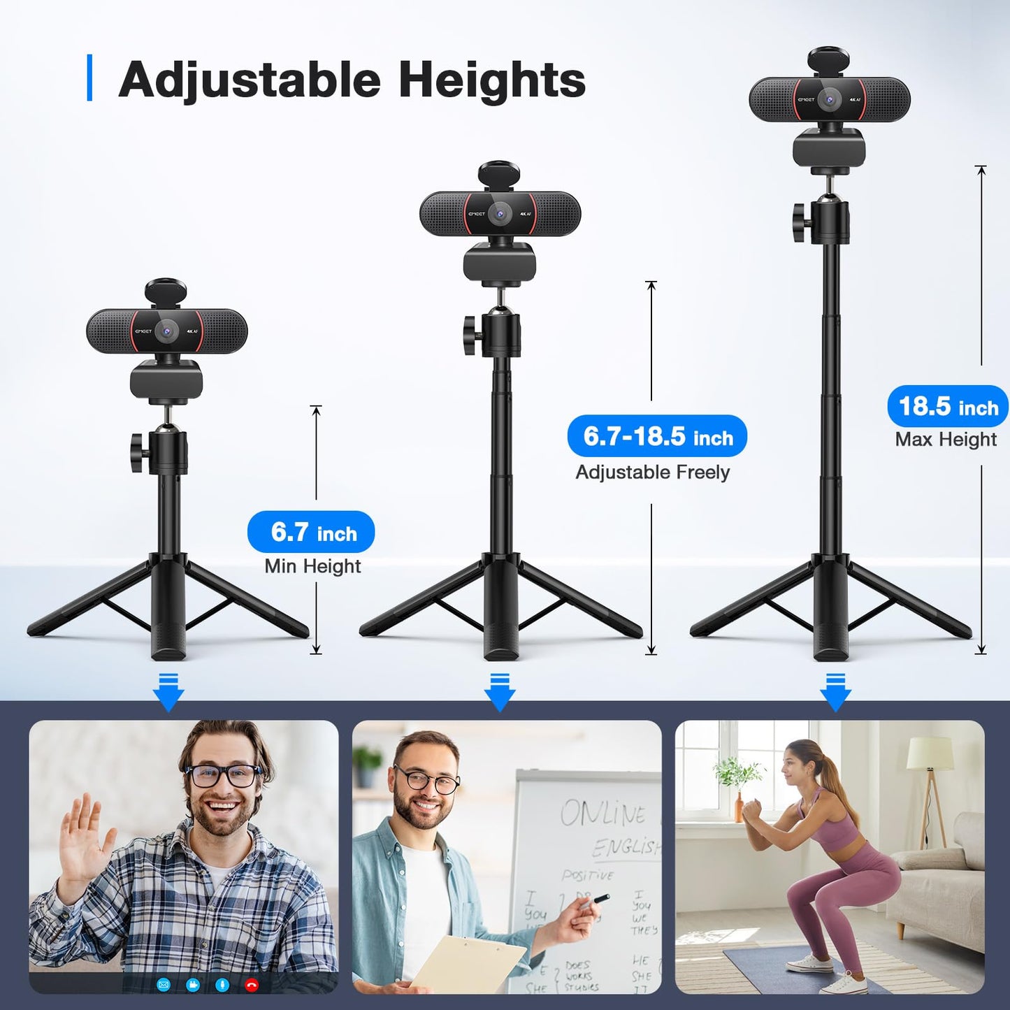 EMEET C960 4K Webcam for PC, PDAF Autofocus, Dual AI Noise-Canceling Mics, 73° FOV, Auto Light Adjustment, UHD Sensor, Plug-and-Play, Privacy Webcam Cover, Compatible with Zoom/Teams/YouTube