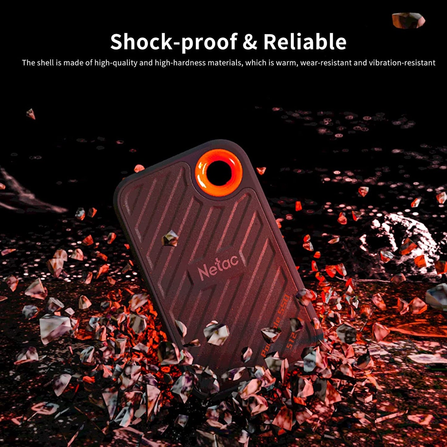 Netac 512GB Extreme Portable SSD External Solid State Drives Up to 2000MB/s Read 1700MB/s Write Speed, USB 3.2 Gen.2 Business Travel Essential, ZX20