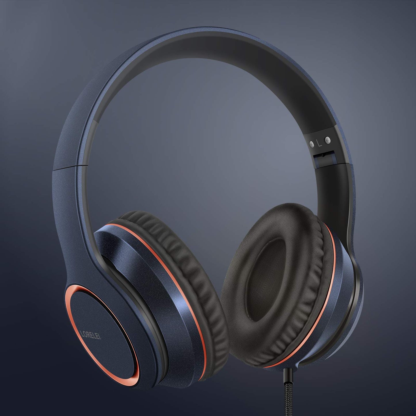 LORELEI X8 Over-Ear Wired Headphones with Microphone with 1.45m-Tangle-Free Nylon Line&3.5mm Plug,Lightweight Foldable & Portable Headphones for Smartphone,Tablet,Computer,Mp3/4(Pearl Pink)