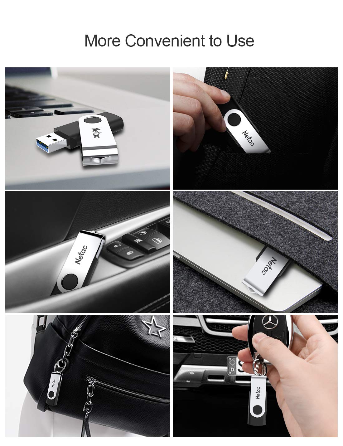 Netac 64GB USB Stick USB 3.0 Flash Drive, Up to 90MB/s, Thumb Drive for Data Storage, Pen Drive with Swivel Design, Memory Stick for External Storage Data/Computer/PC/Laptop/Sound