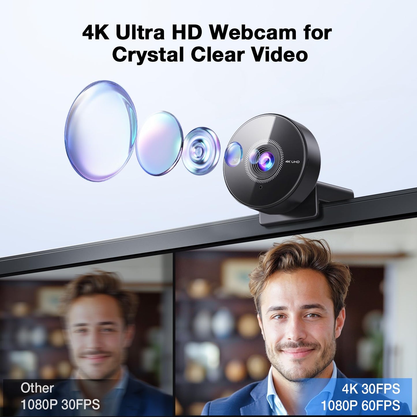 EMEET C955 Webcam for PC, 1080P Webcam with Microphone&Privacy Cover, Auto Light Correction, 70° FOV for Personal Use, Plug&Play Web Cam Protect Data, Perfect for Office Professionals&Remote Workers