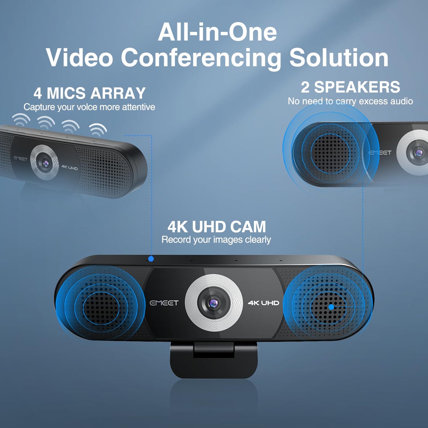 EMEET 1080P Webcam with Microphone, C960 Web Camera, 2 Mics Streaming Webcam, 90°FOV Computer Camera, Plug and Play USB Web Cam for Online Calling/Conferencing, Zoom/Teams/Facetime/YouTube, Laptop/PC