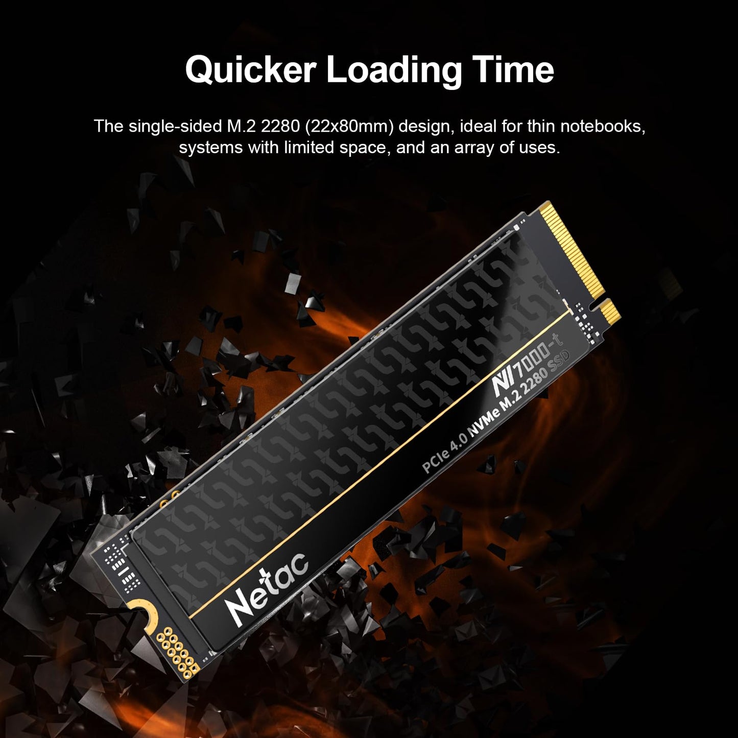 Netac 4TB PCIe Gen4x4 M.2 SSD Up to 7,300 MB/s NVMe Internal Gaming SSD with All-in-one Aluminum Heatspreader High-Performance Storage for Laptop PCs and Desktop, Works with PS5, NV7000-t