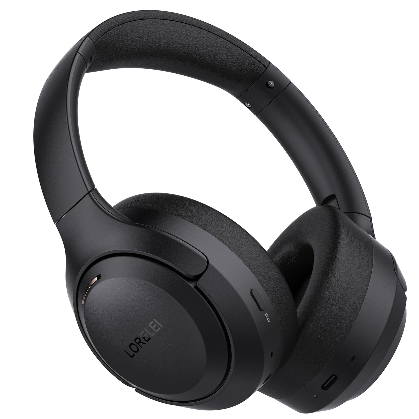 LORELEI QC60 Hybrid Active Noise Cancenlling Headphones,Wireless Over Ear Bluetooth Headsets with Microphone, 60H Playtime Foldable Lightweight, Deep Bass, Memory Earmuffs, for Travel Home Office