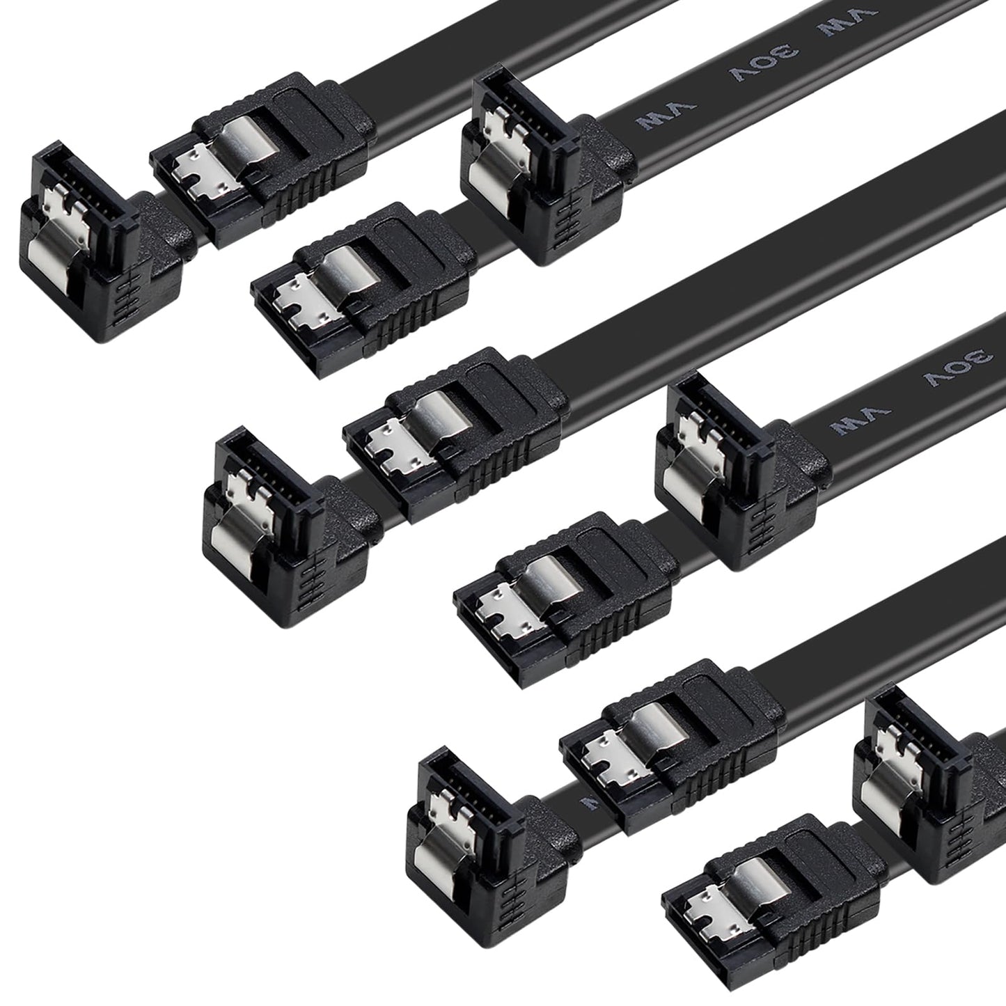 BENFEI SATA Cable III, 3 Pack SATA Cable III 6Gbps 90 Degree Right Angle with Locking Latch 18 Inch for SATA HDD, SSD, CD Driver, CD Writer - Blue