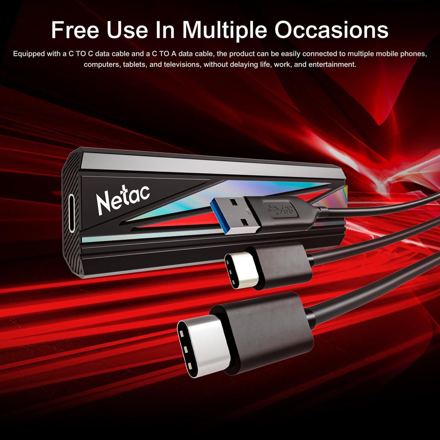 Netac 1TB Extreme Portable SSD Up to 2000MB/s Read 1700MB/s Write Speed, External Solid State Drives USB 3.2 Gen.2 Business Travel Essential, ZX20L