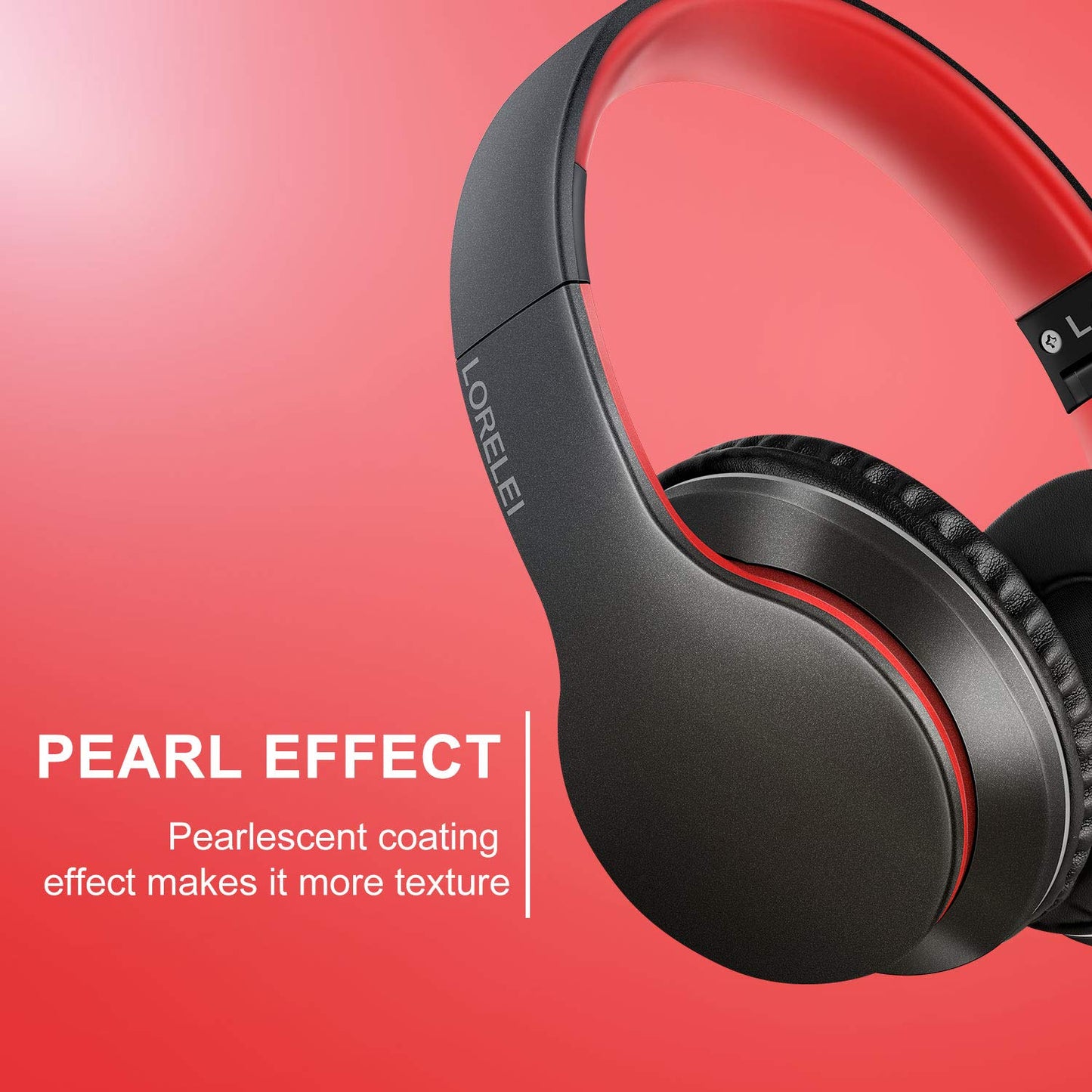 LORELEI X6 Over-Ear Headphones with Microphone, Lightweight Foldable & Portable Stereo Bass Headphones with 1.45M No-Tangle, Wired Headphones for Smartphone Tablet MP3 / 4 (Space Black)