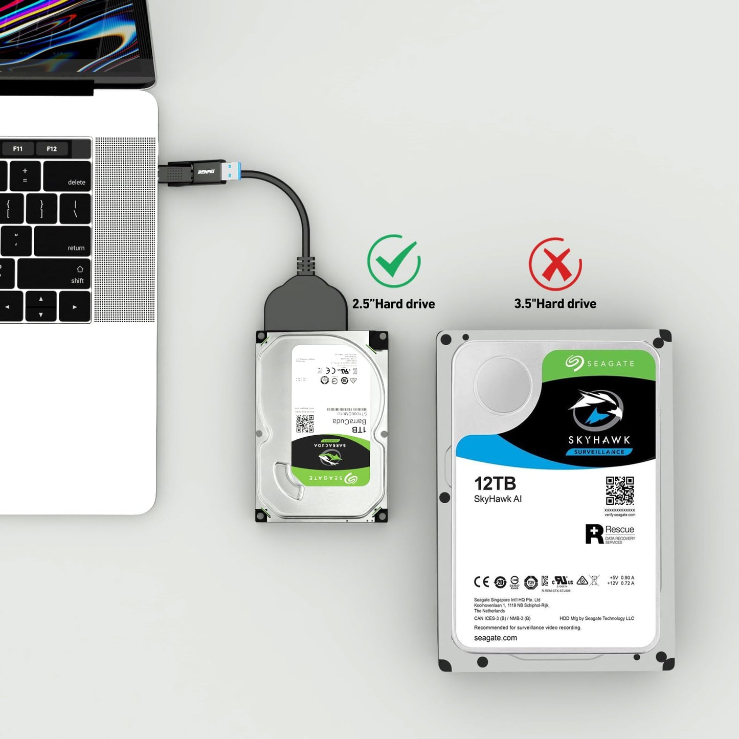 BENFEI SATA to USB Cable, BENFEI USB 3.0 to SATA III Hard Driver Adapter Compatible for 2.5 inch HDD and SSD