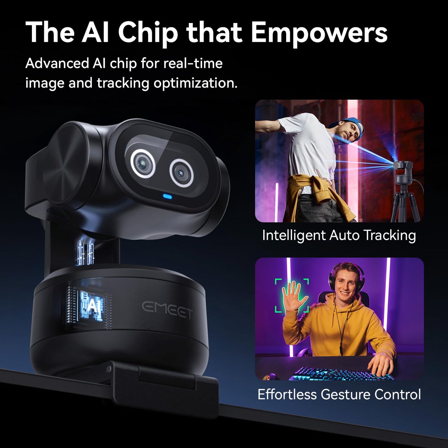 EMEET Piko+ Webcam 4K, World’s 1st Dual-Camera AI-Powered 4K Camera, 1/2.55'' Sony Sensor, 3 Mics&3 Sound Modes, Panda Magnetic Privacy Cover, USB C-C&C-A, Ideal for Livestreamers and Content Creators